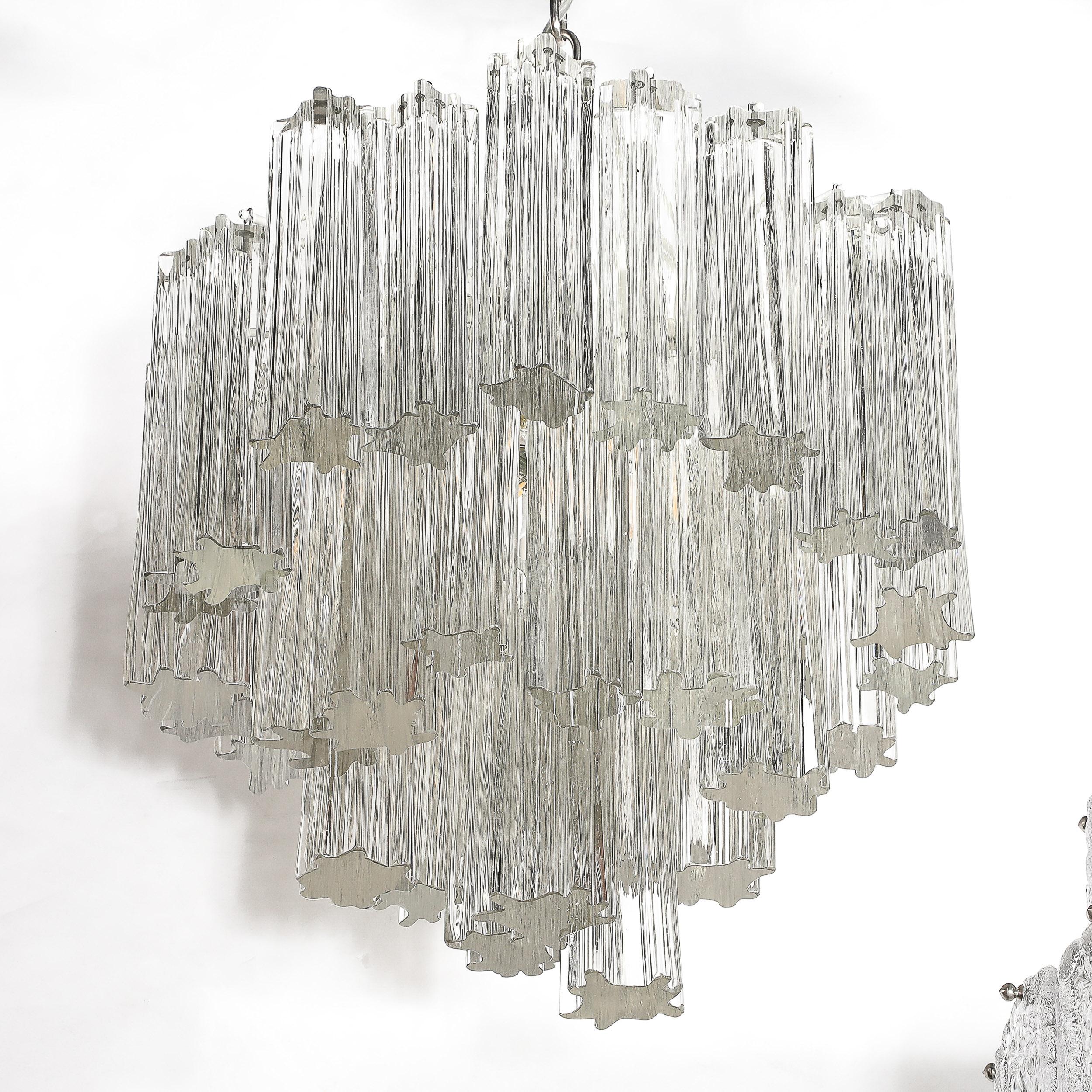 Mid-Century Modernist 3-Tier Hand-Blown Murano Glass Solid Tronchi Chandelier 8