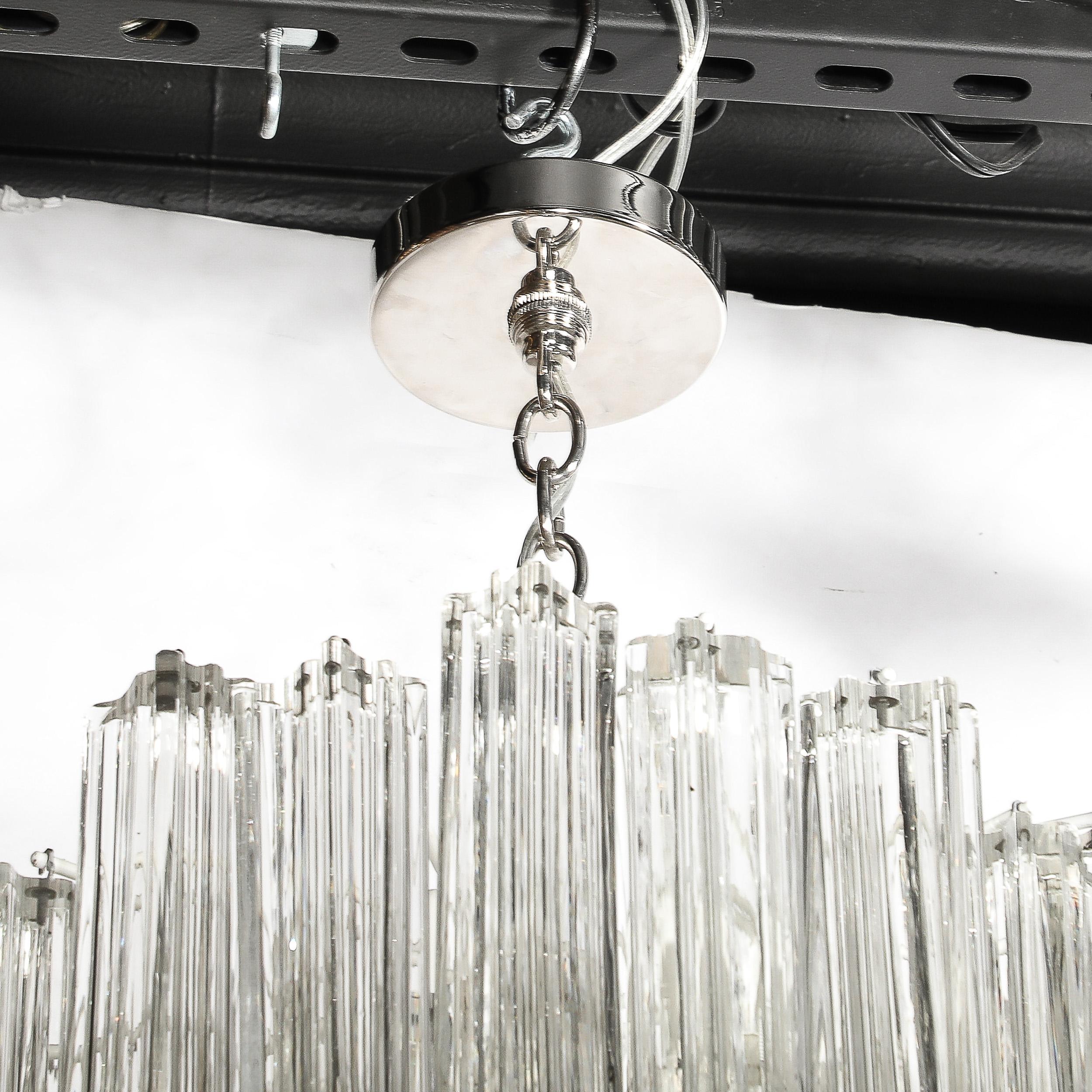 Mid-Century Modernist 3-Tier Hand-Blown Murano Glass Solid Tronchi Chandelier 9