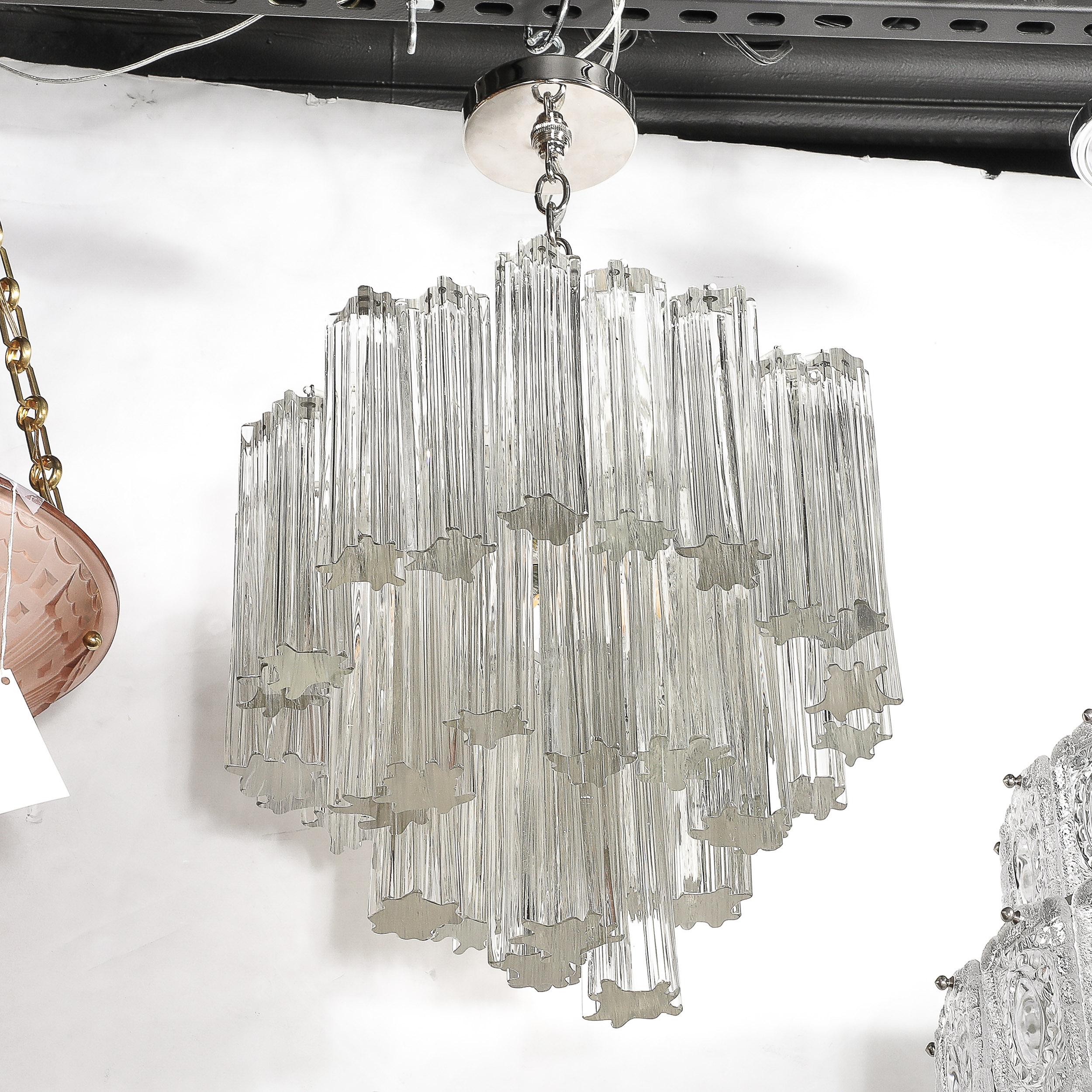 Mid-Century Modernist 3-Tier Hand-Blown Murano Glass Solid Tronchi Chandelier 10