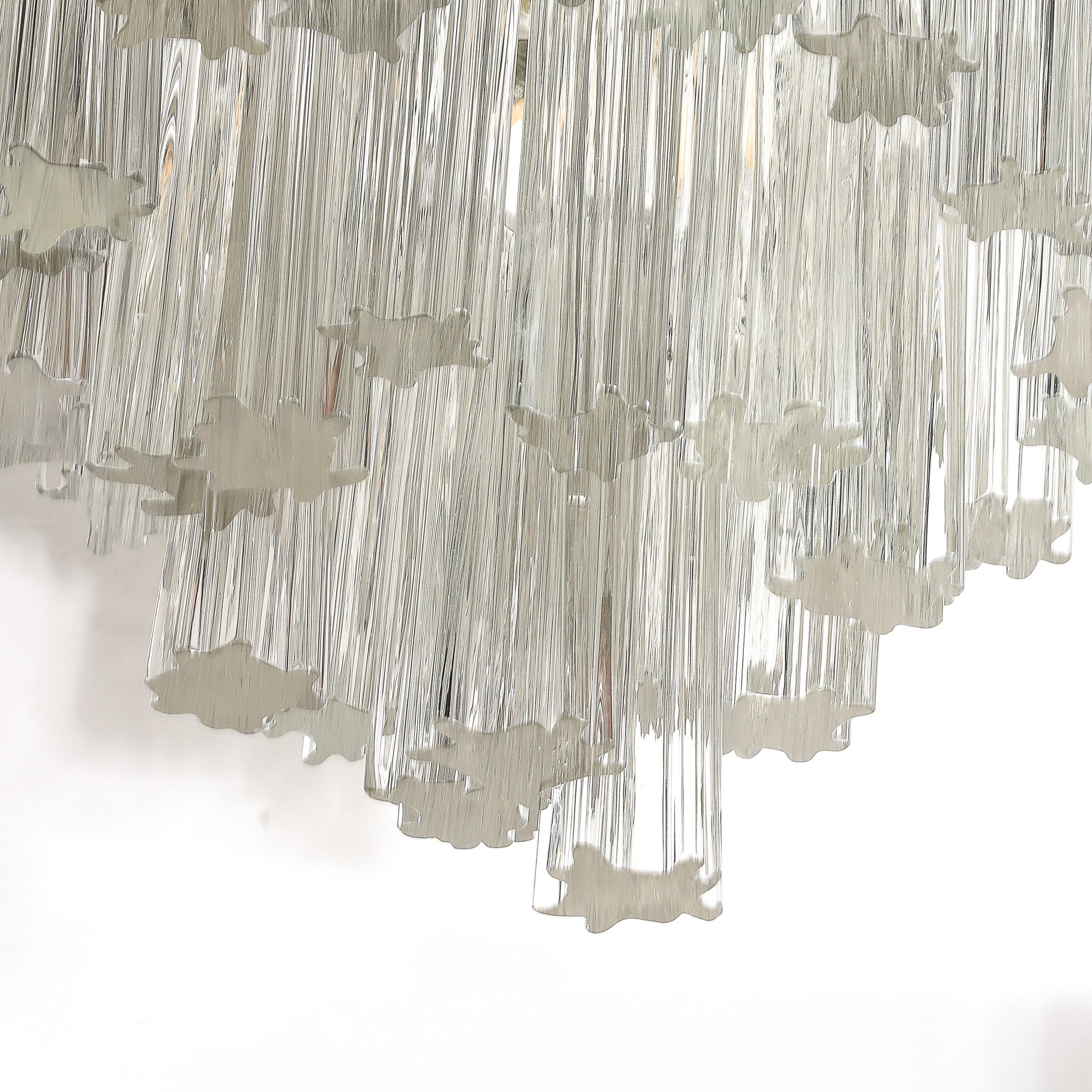 Mid-Century Modernist 3-Tier Hand-Blown Murano Glass Solid Tronchi Chandelier 11