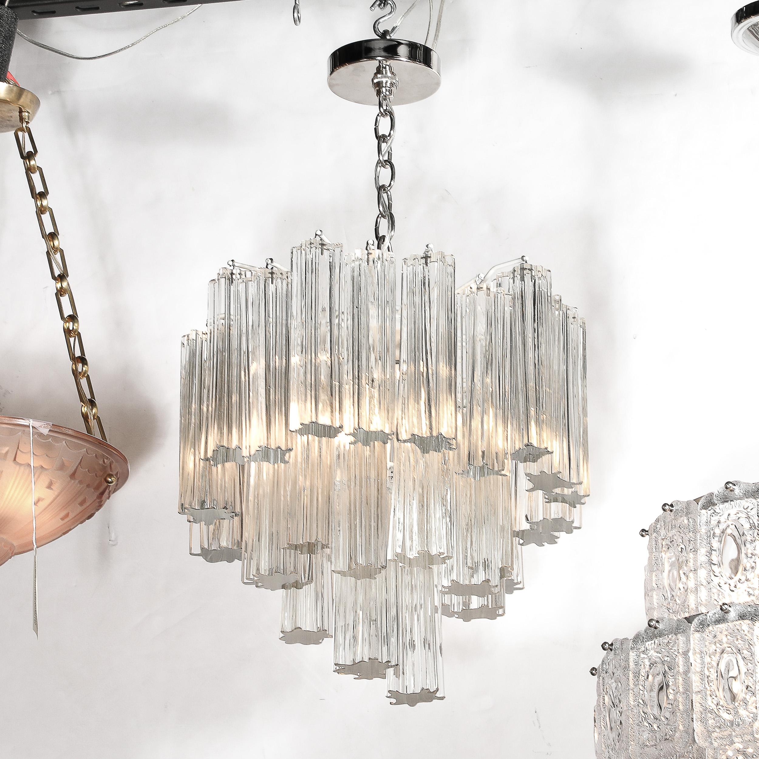 Mid-Century Modernist 3-Tier Hand-Blown Murano Glass Solid Tronchi Chandelier 13