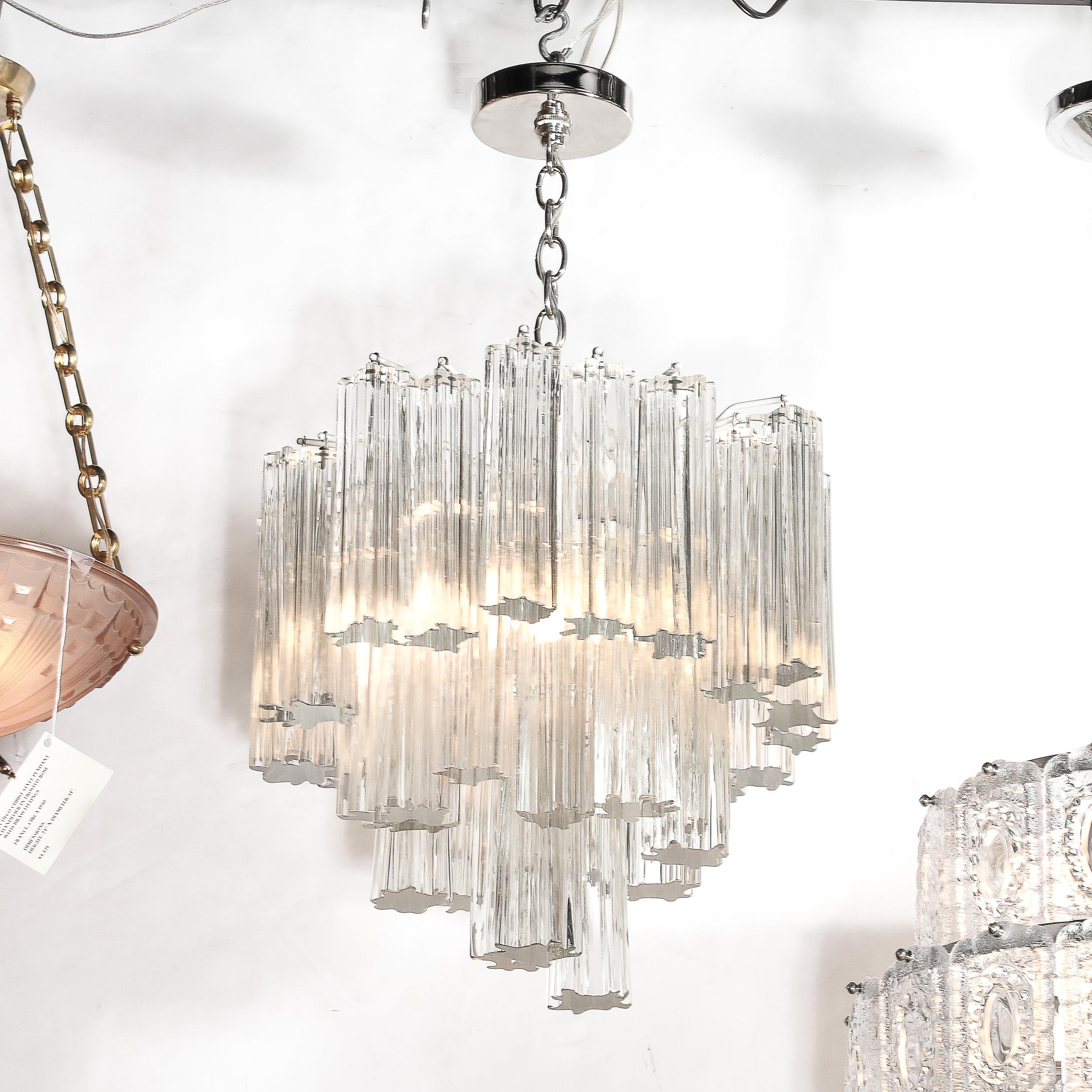 Mid-Century Modernist 3-Tier Hand-Blown Murano Glass Solid Tronchi Chandelier 14