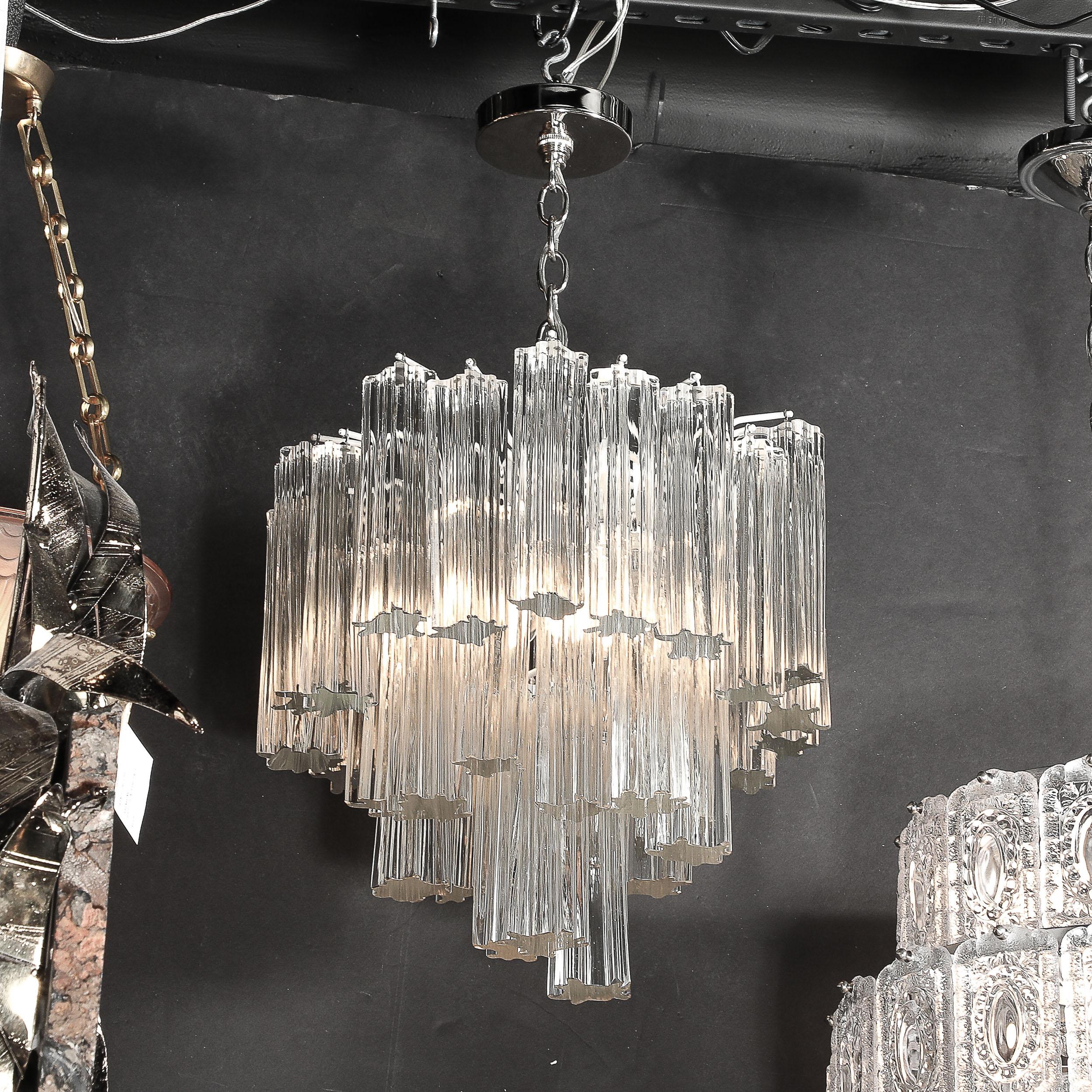 Mid-Century Modernist 3-Tier Hand-Blown Murano Glass Solid Tronchi Chandelier 2