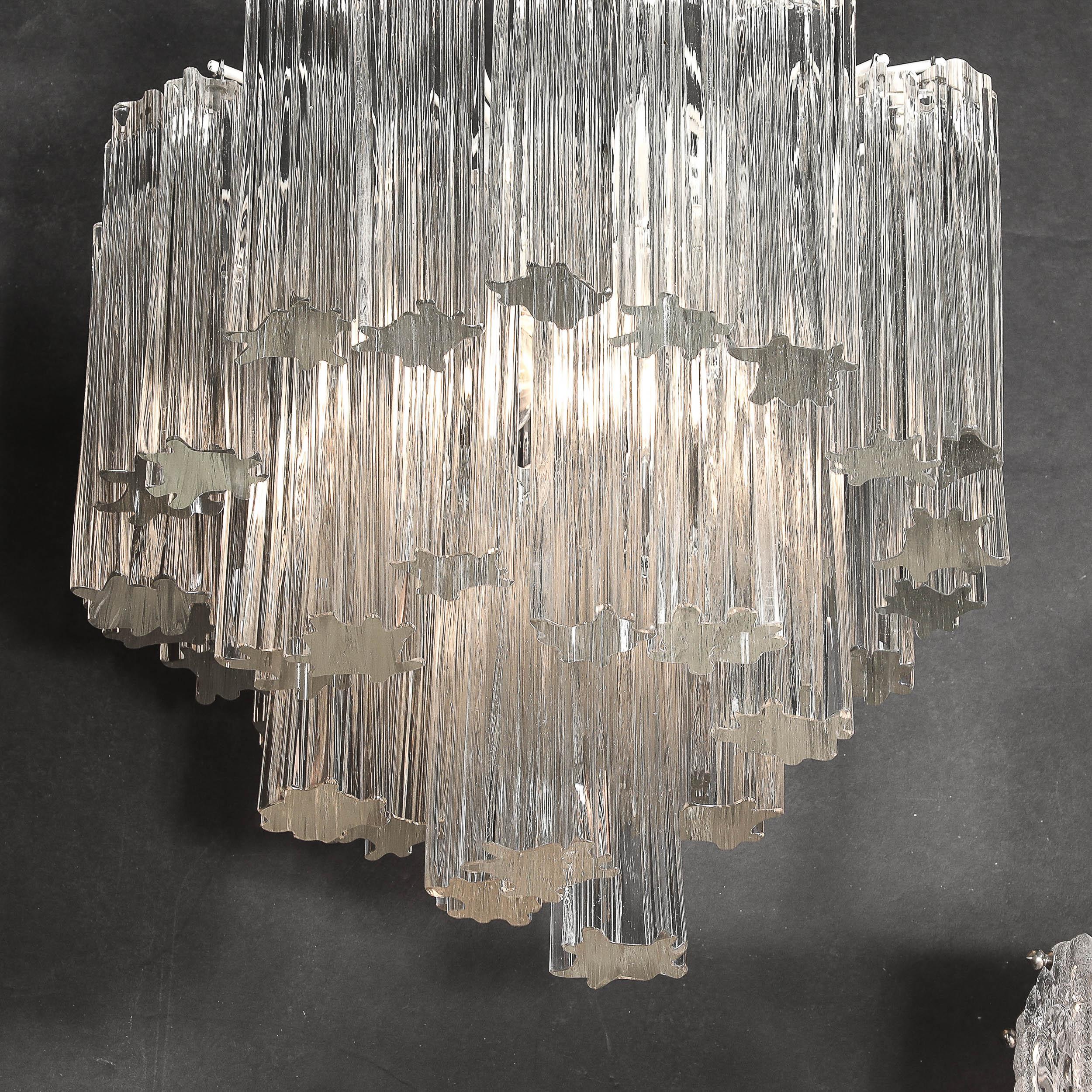 Mid-Century Modernist 3-Tier Hand-Blown Murano Glass Solid Tronchi Chandelier 3