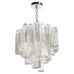 Mid-Century Modernist 3-Tier Hand-Blown Murano Glass Solid Tronchi Chandelier