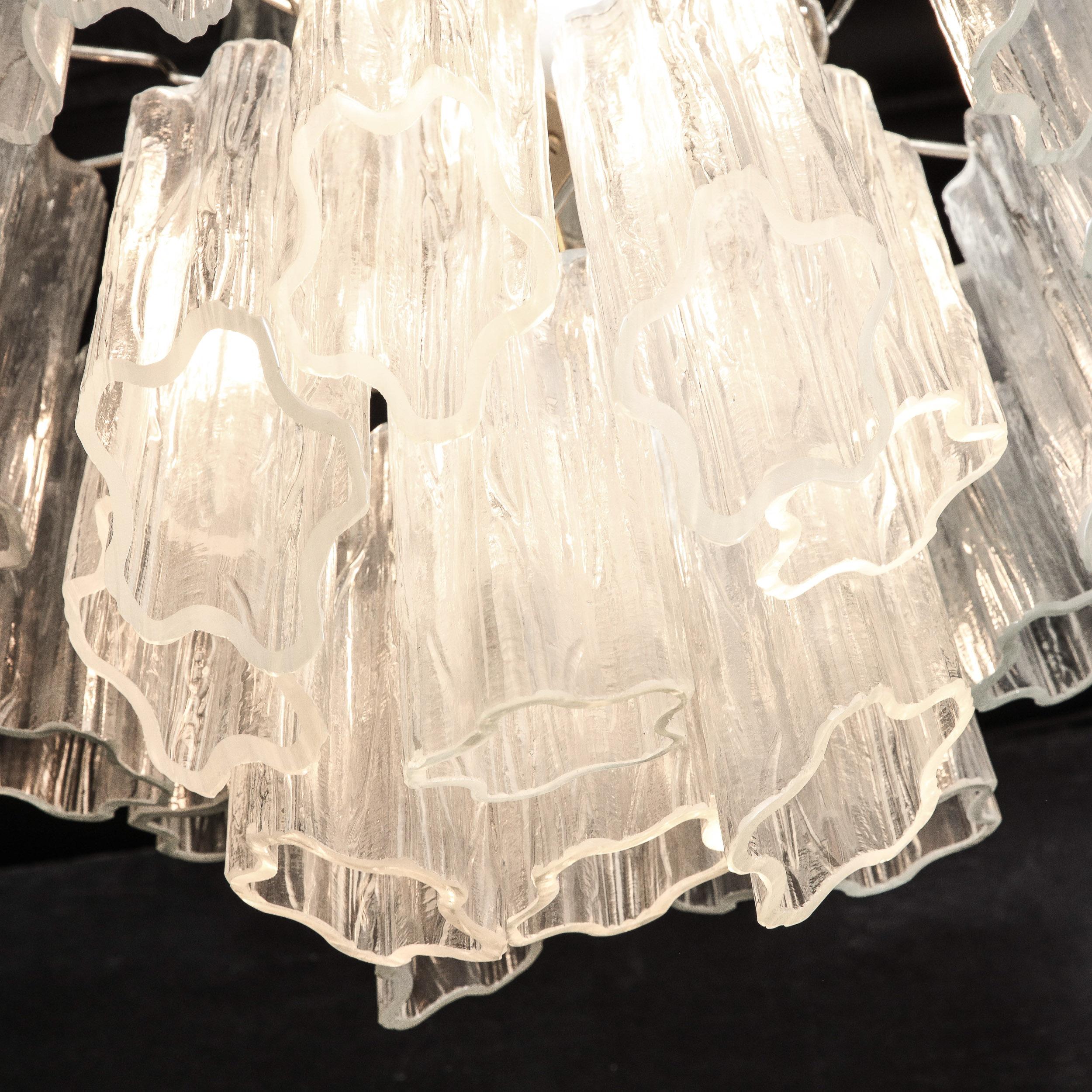 Mid-Century Modernist 3-Tier Handblown Murano Tronchi Glass w/ Chrome Fittings For Sale 8