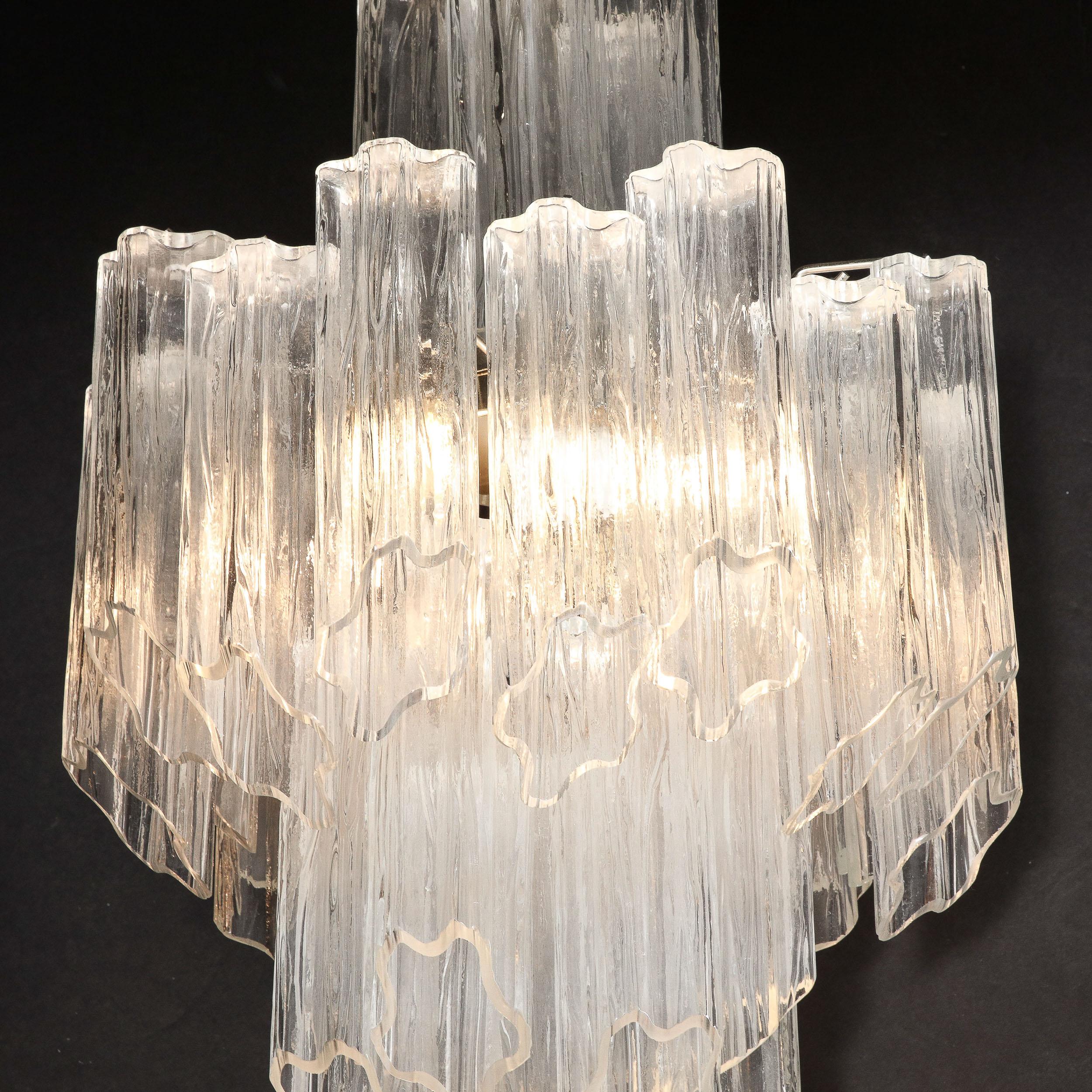 Mid-Century Modernist 3-Tier Handblown Murano Tronchi Glass w/ Chrome Fittings For Sale 10