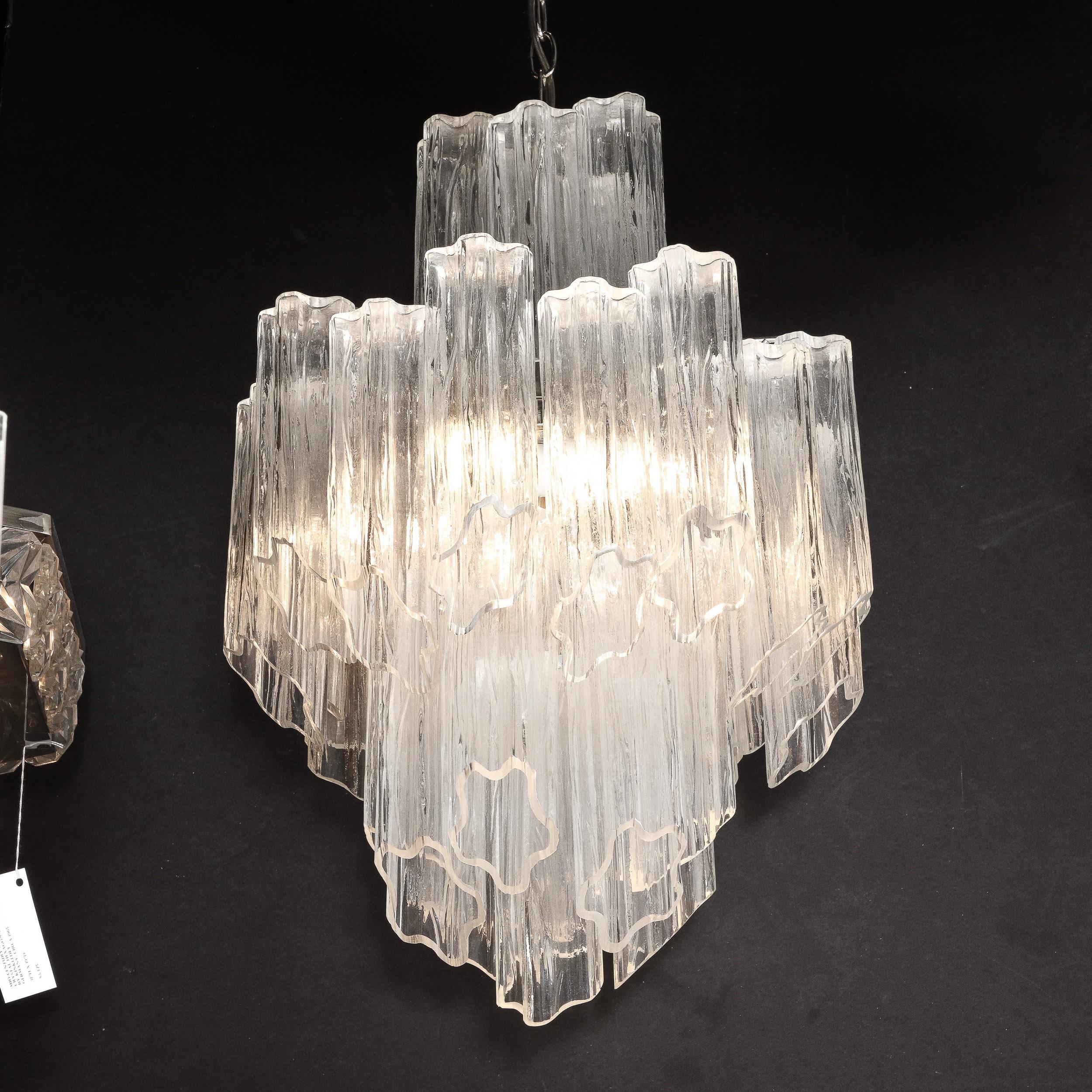 Verre de Murano Tronchi soufflé à la main, à 3 niveaux, moderne du milieu du siècle, avec raccords chromés en vente 11