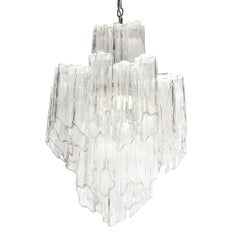 Mid-Century Modernist 3-Tier Handblown Murano Tronchi Glass w/ Chrome Fittings