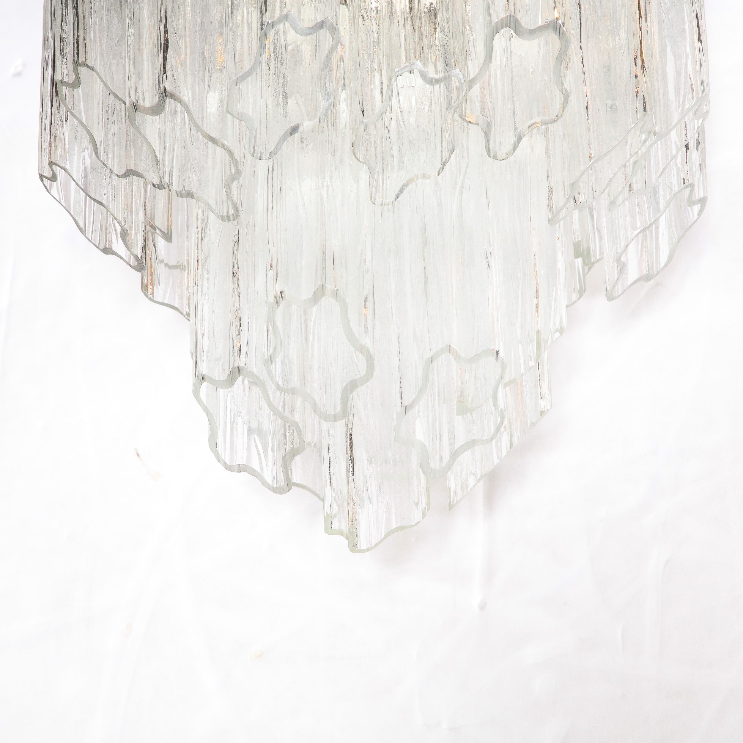 Mid-Century Modernist 3-Tier Handblown Murano Tronchi Glass w/ Chrome Fittings For Sale 1