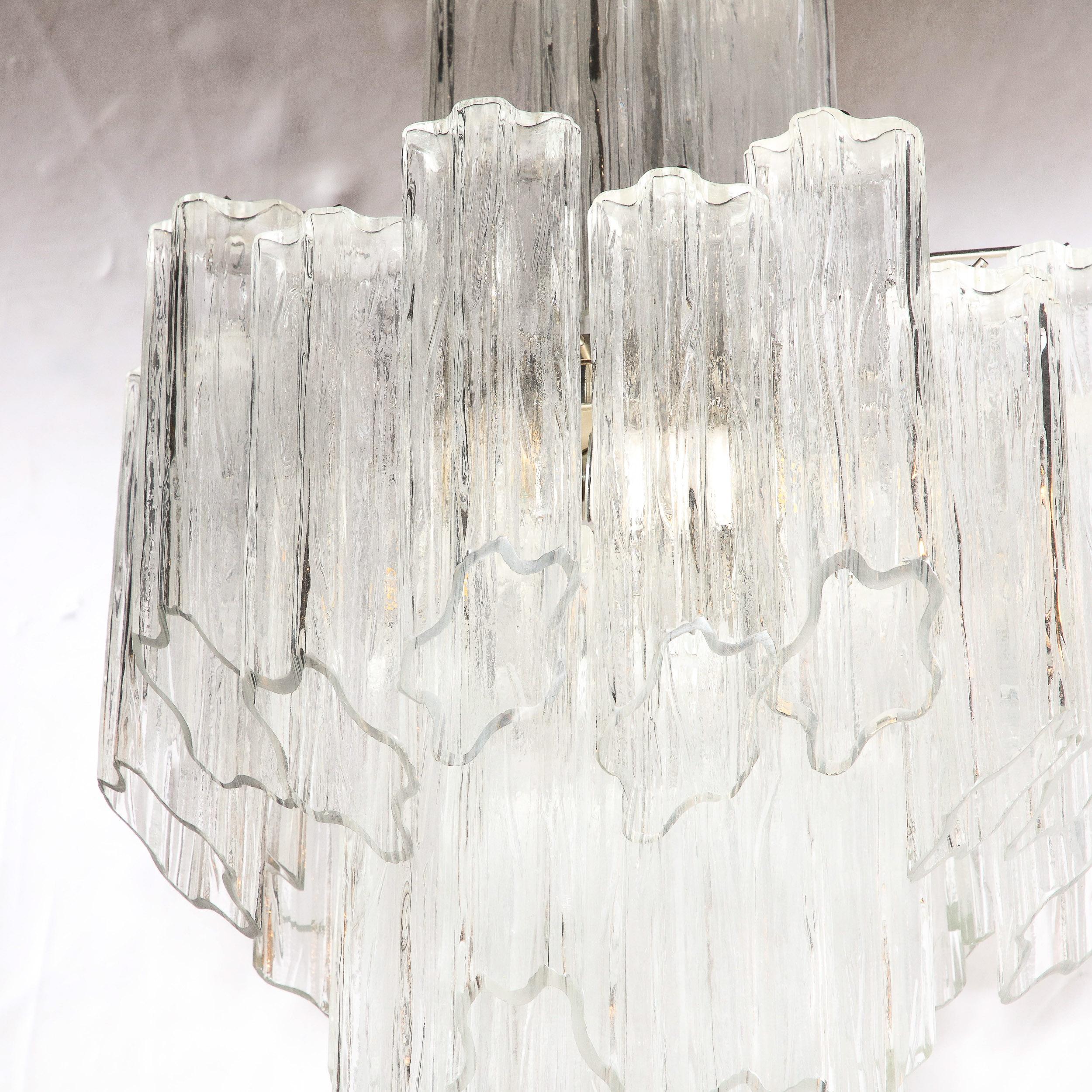 Mid-Century Modernist 3-Tier Handblown Murano Tronchi Glass w/ Chrome Fittings For Sale 2