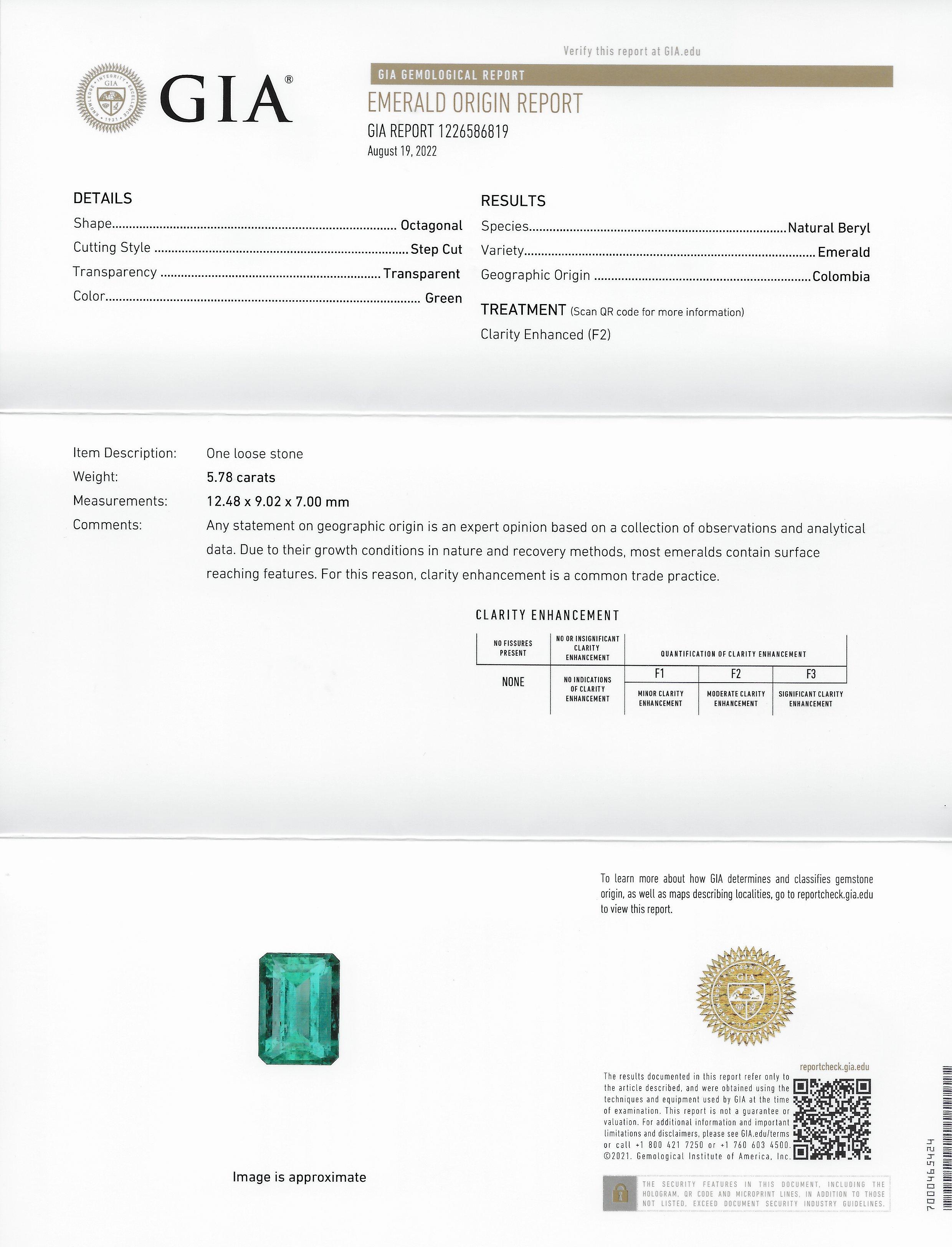 Mid-Century Modernist 6.88 Carats Columbian Emerald Baguette Cut Diamond Platinu 6
