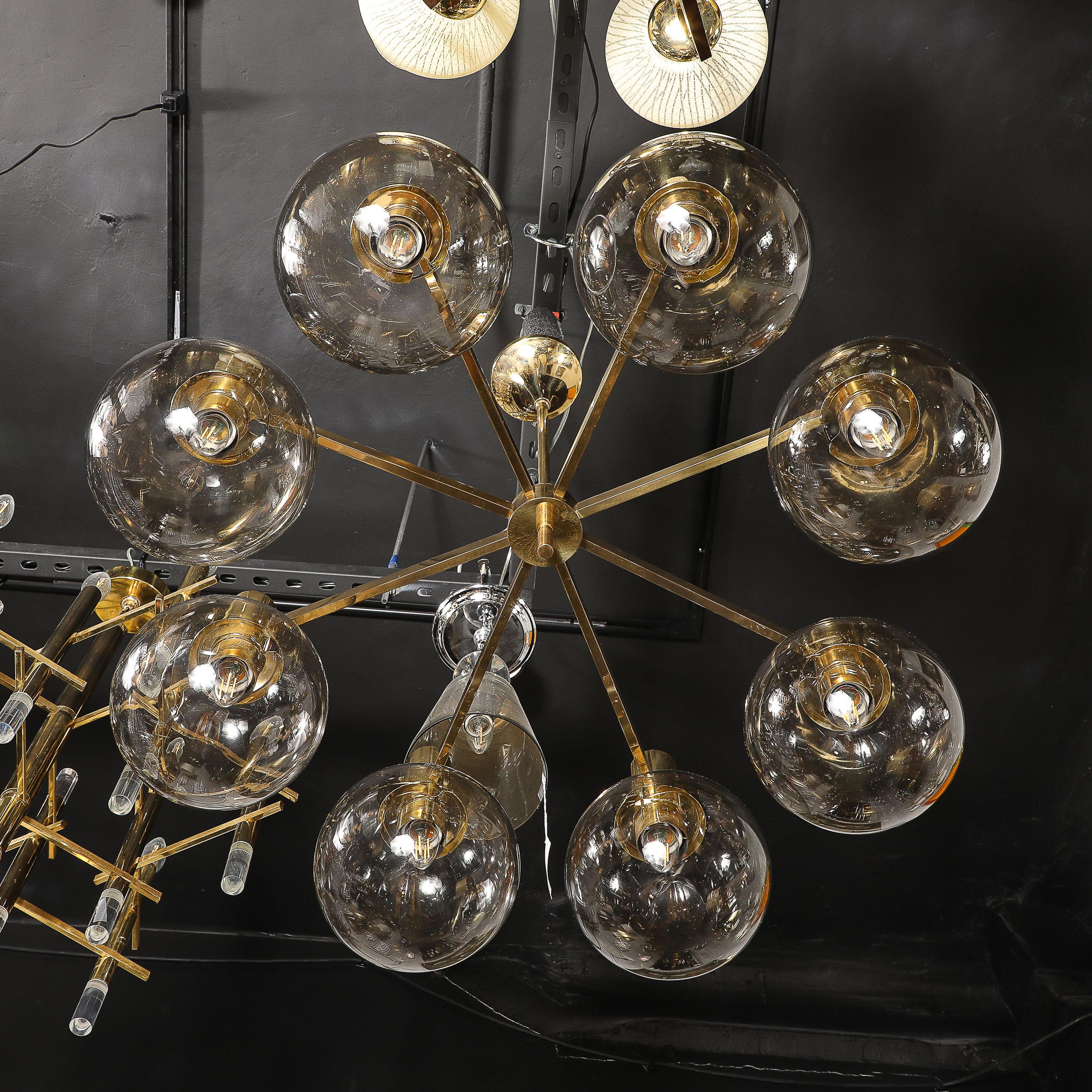 Mid-Century Modernist 8-Globe Polished Brass Chandelier by Hans Agne Jakobsson For Sale 14