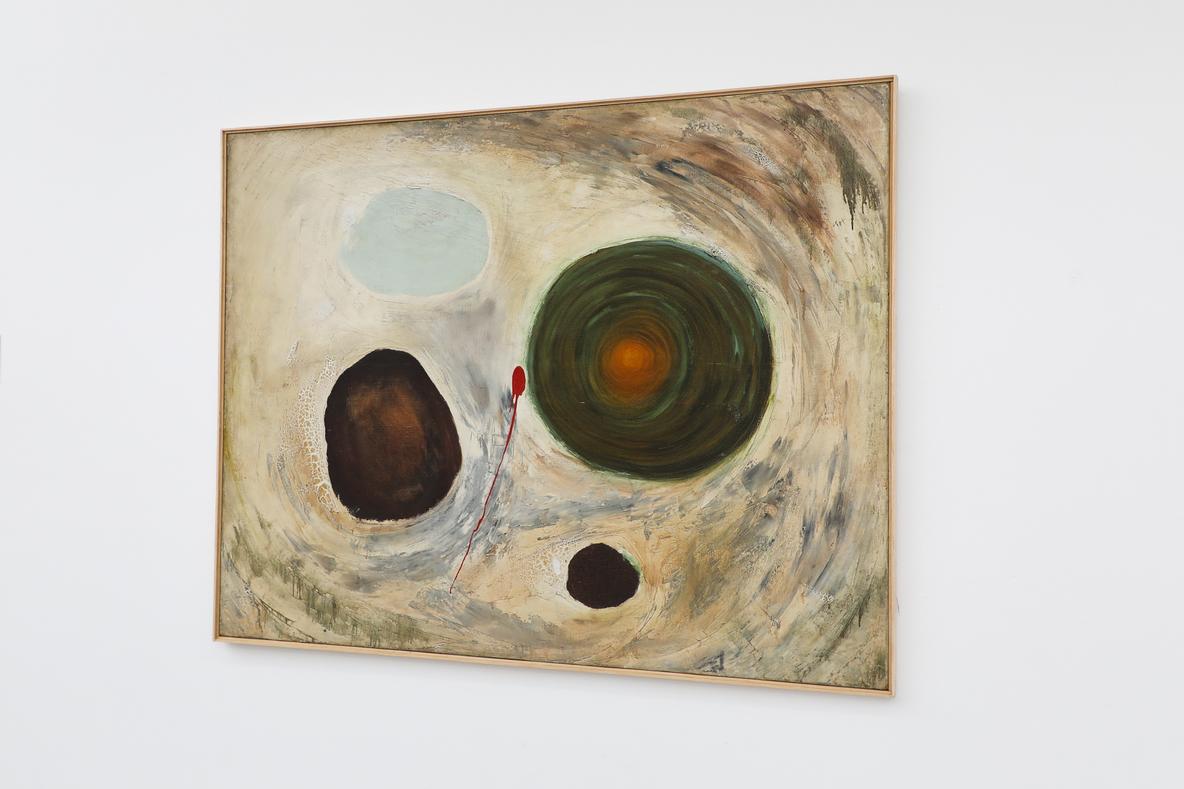 European Mid-Century Modernist Abstract Acrylic Painting, Unsigned