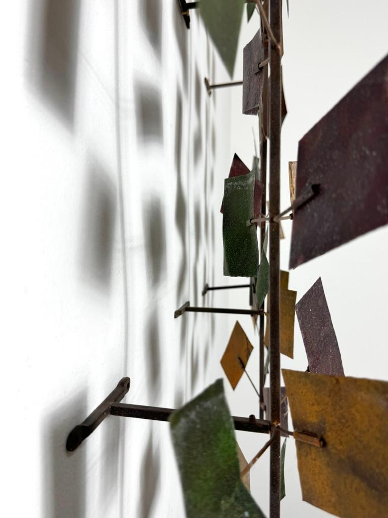 Mid Century Modern Abstract Brutalist Metal 3 Piece Wall Hanging Sculpture For Sale 6