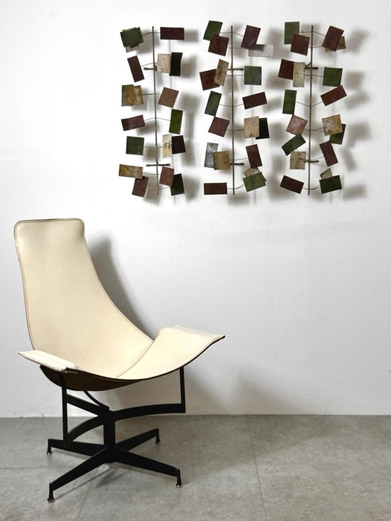 Mid Century Modern Abstract Brutalist Metal 3 Piece Wall Hanging Sculpture In Good Condition For Sale In Troy, MI