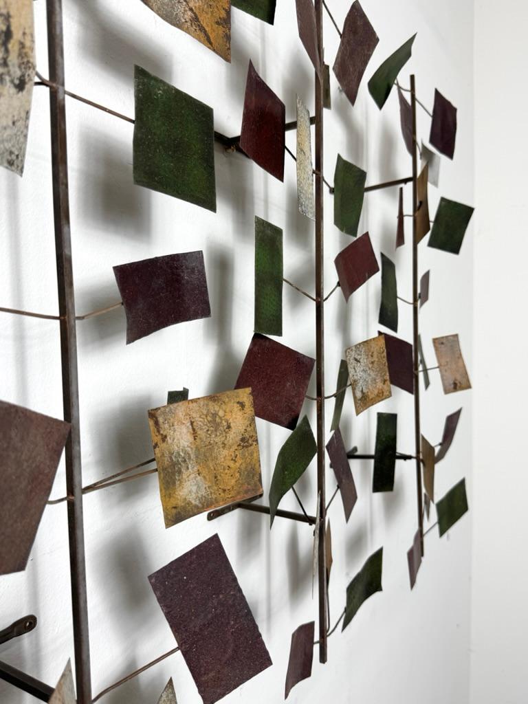 Mid Century Modern Abstract Brutalist Metal 3 Piece Wall Hanging Sculpture For Sale 2