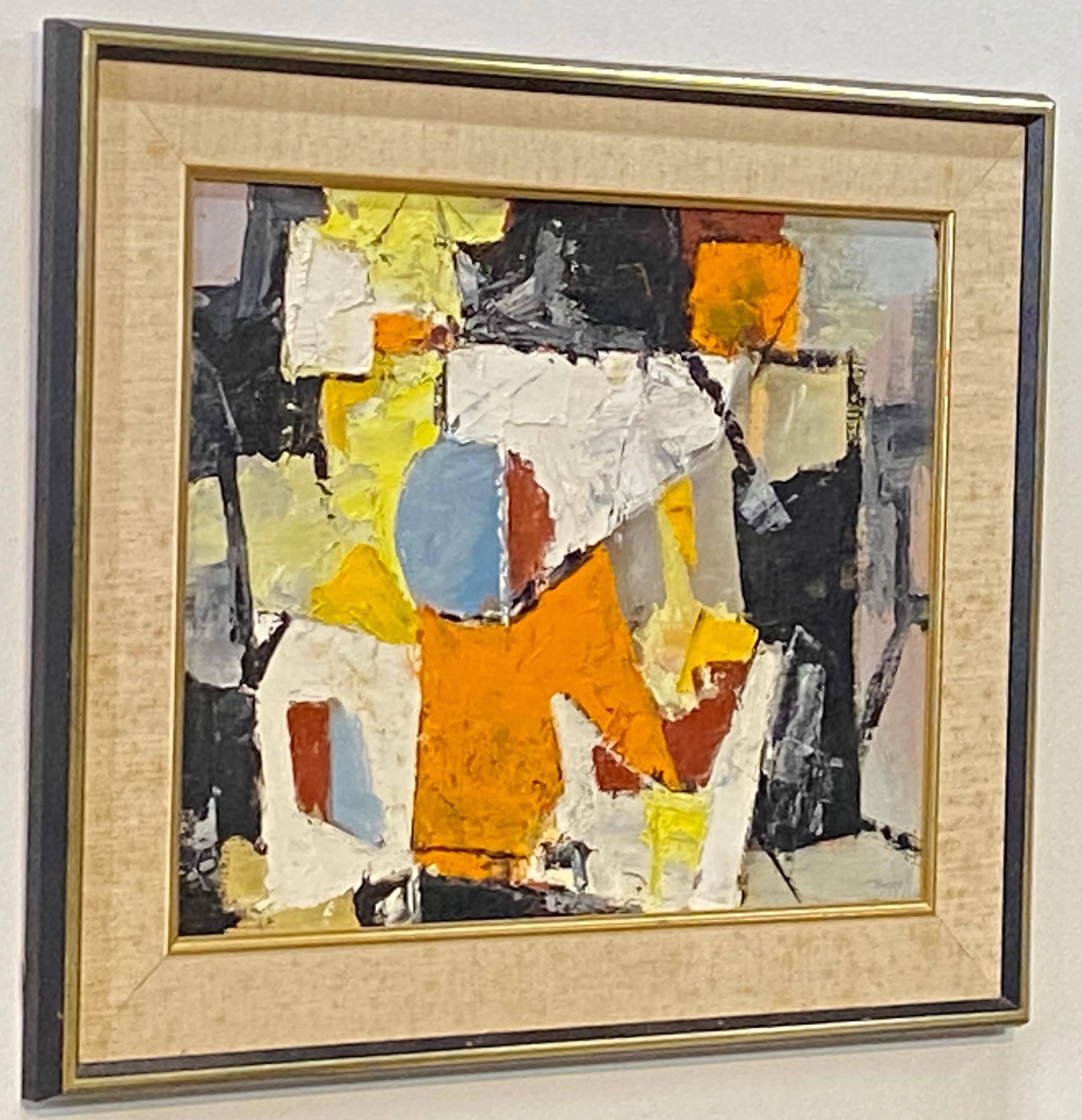 Hand-Painted Mid-Century Modernist Abstract Painting by Charles Ragland Bunnell 1959 For Sale