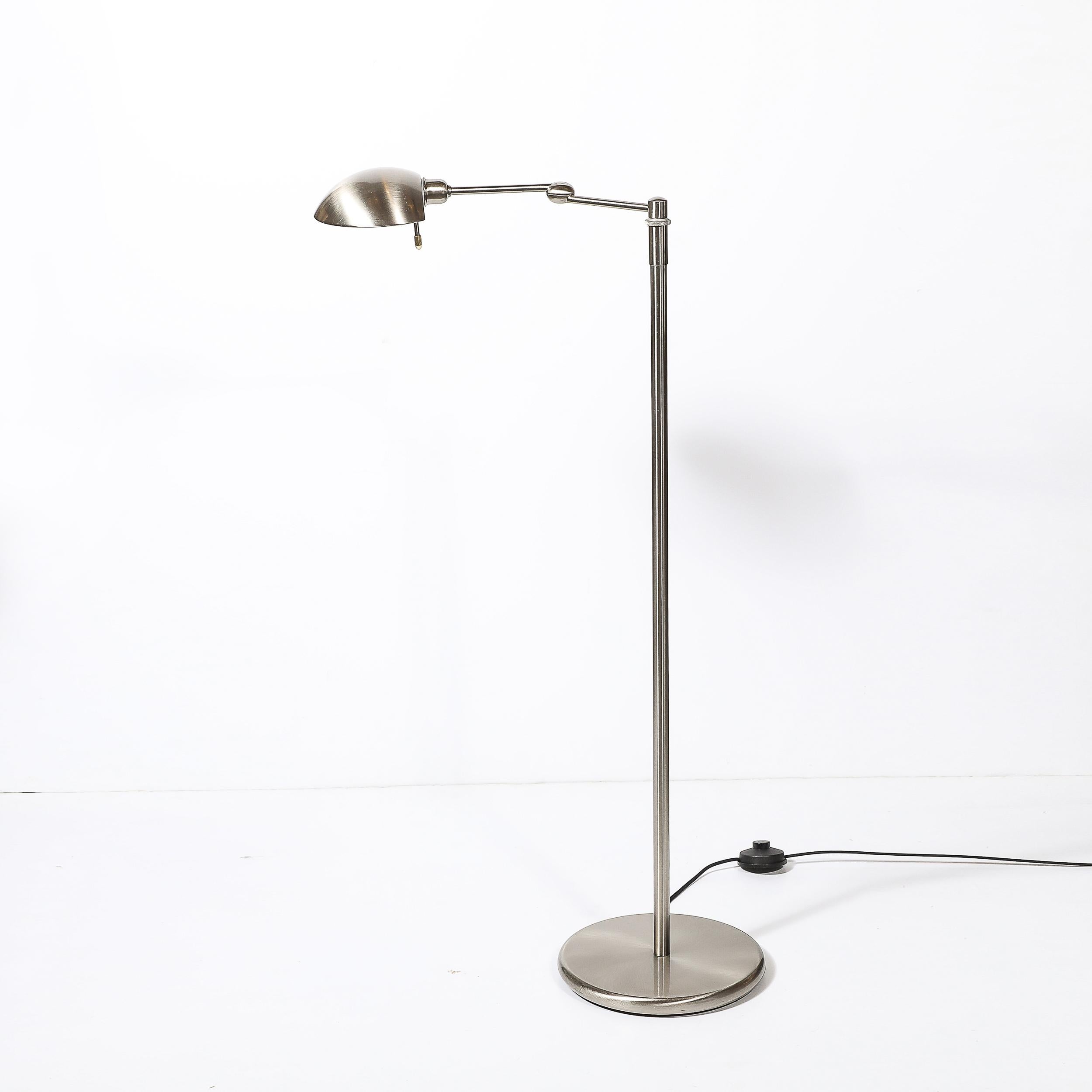 Nickel Lampe de lecture réglable moderniste du milieu du siècle dernier en nickel brossé en vente