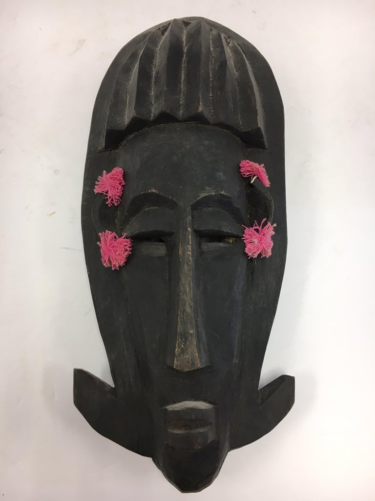 MidCentury Modernist African Decorative Hanging Mask Sculpture from
