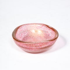 Mid-Century Modernist  Amethyst Hand-Blown Murano Glass Bowl w/ 24K Gold Flecks