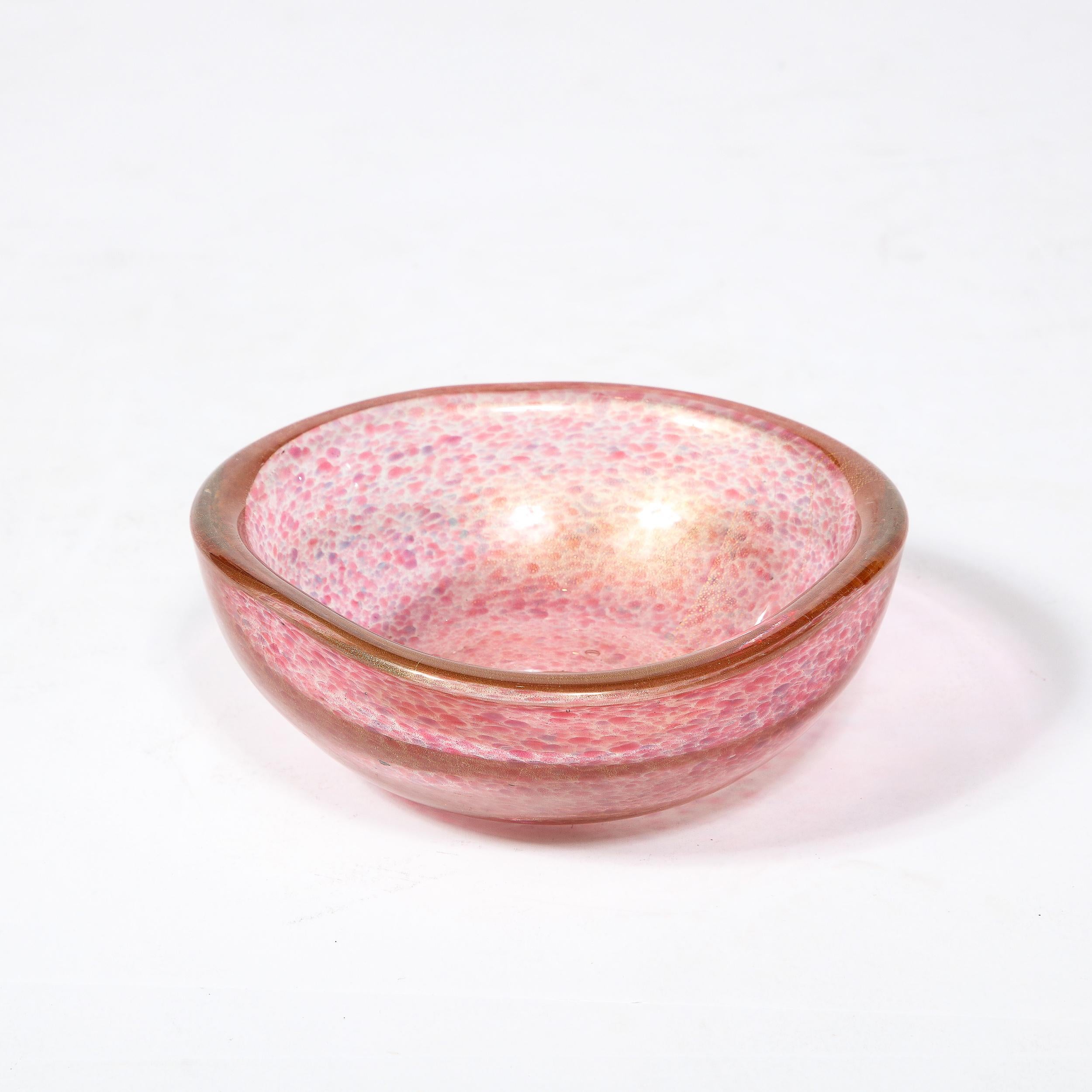Mid-Century Modernist  Amethyst Hand-Blown Murano Glass Bowl w/ 24K Gold Flecks 2