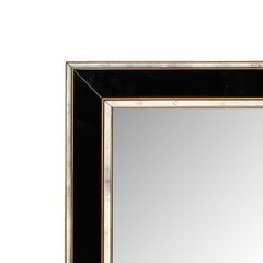 Mid-Century Modernist Antiqued Glass, Vitrolite Paneled & Beveled Edged Mirror