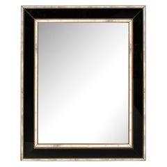 Mid-Century Modernist Antiqued Glass, Vitrolite Paneled & Beveled Edged Mirror