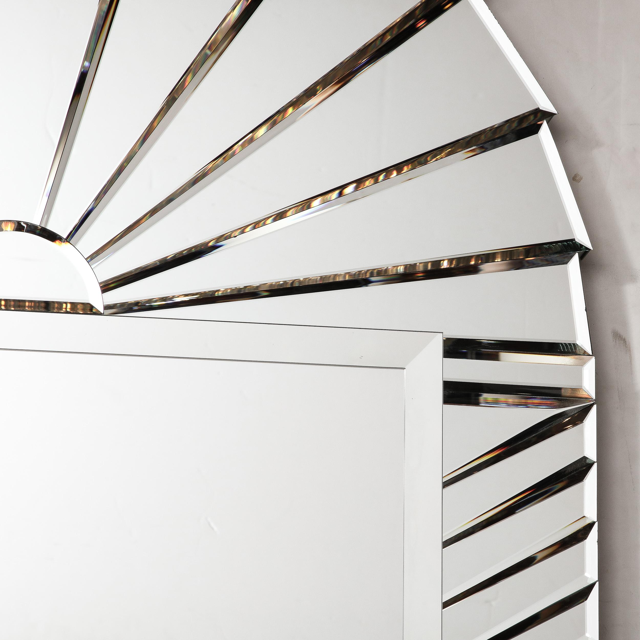 Mid-Century Modernist Arch Form Beveled & Directional Tessellate Panel Mirror im Angebot 4