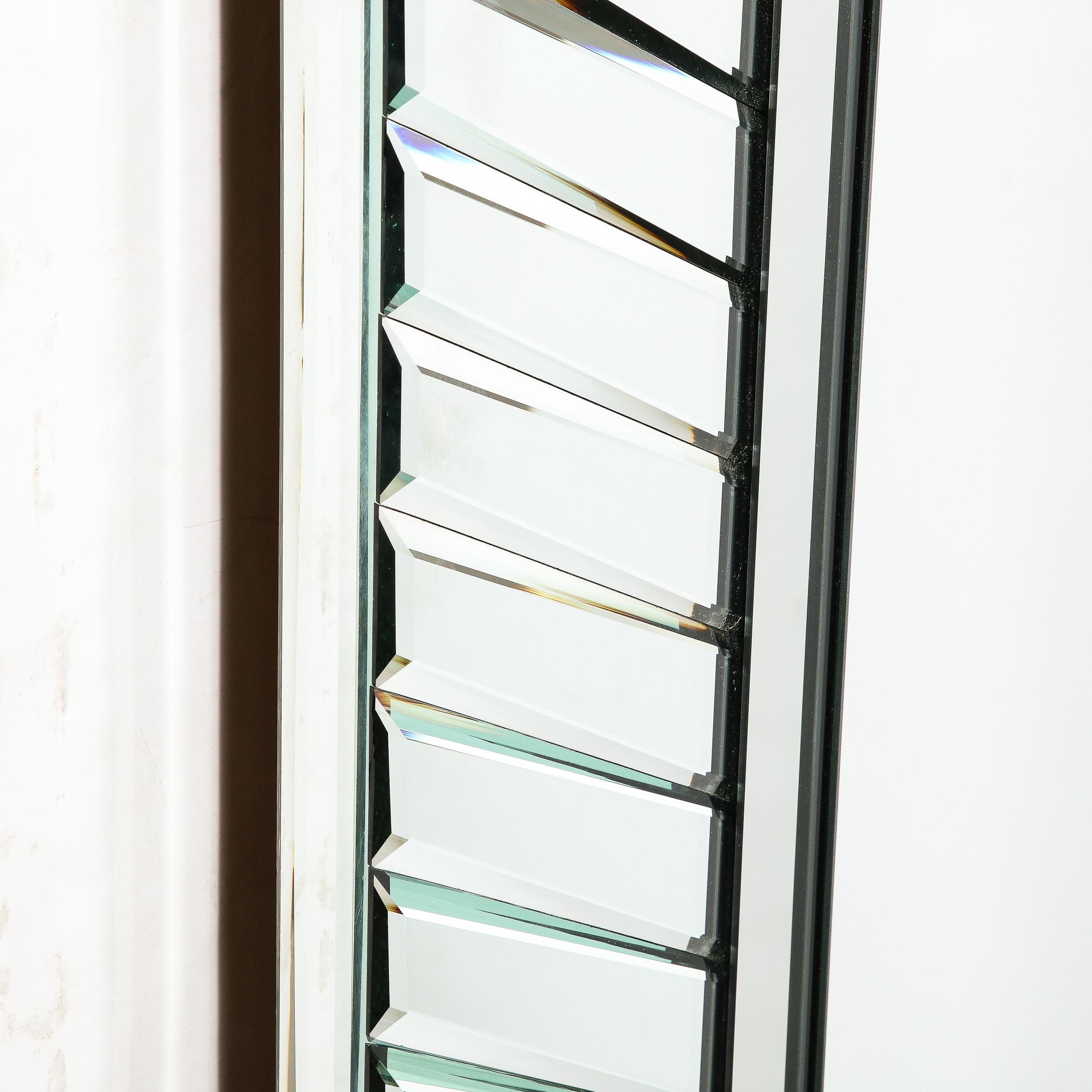 Mid-Century Modernist Arch Form Beveled & Directional Tessellate Panel Mirror im Angebot 1