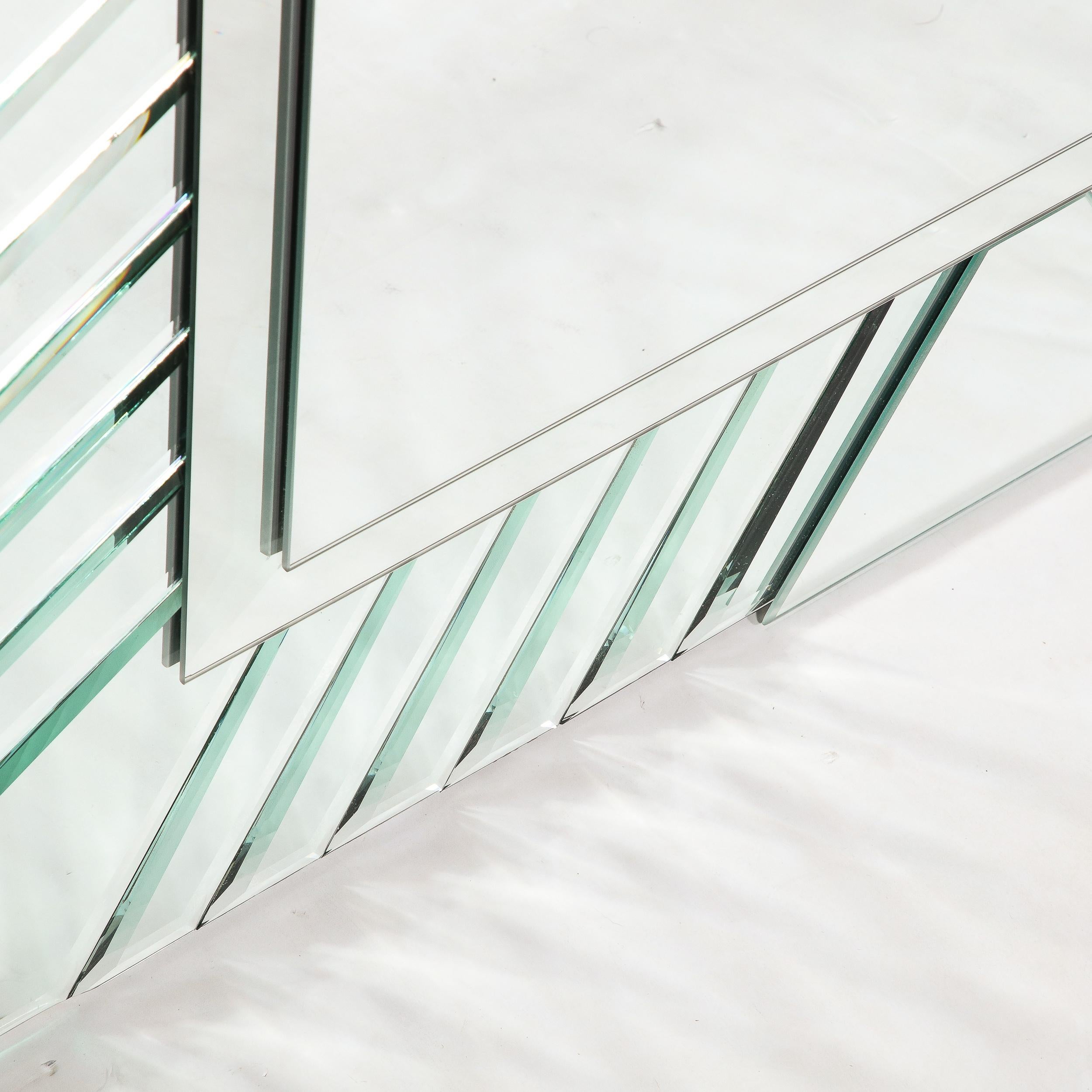 Mid-Century Modernist Arch Form Beveled & Directional Tessellate Panel Mirror im Angebot 2