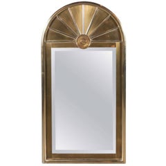 Mid-Century Modernist Arch Form Mirror in Brushed Brass by Mastercraft
