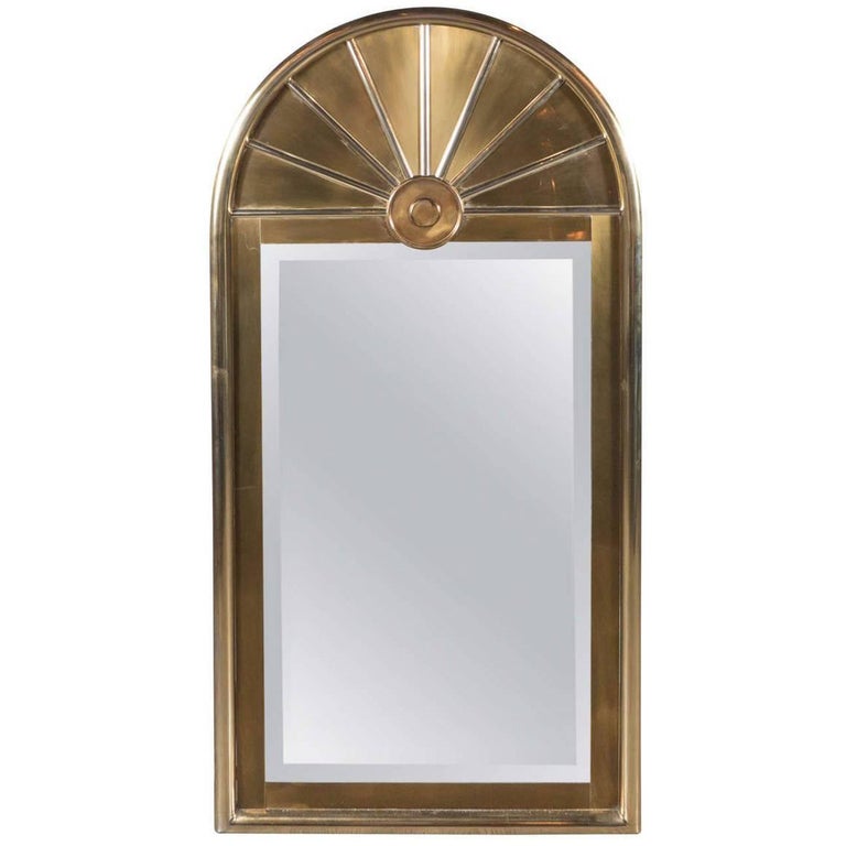 MidCentury Modernist Arch Form Mirror in Brushed Brass by Mastercraft