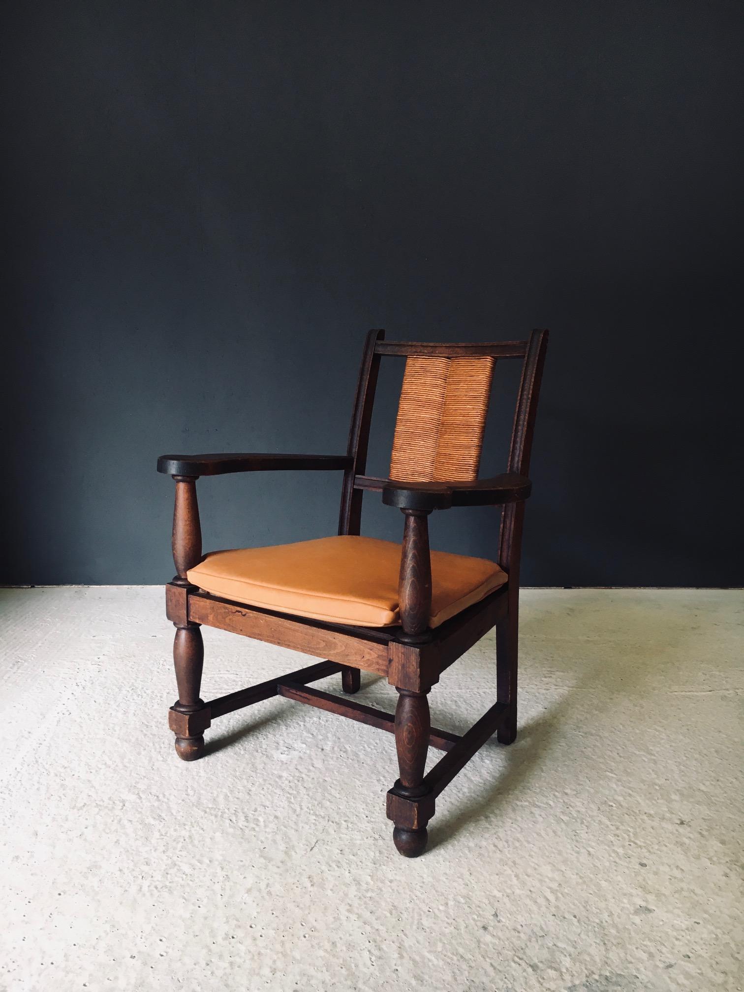 Sillón modernista de mediados de siglo de Francis Jourdain, Francia Años 40 Cuero en venta