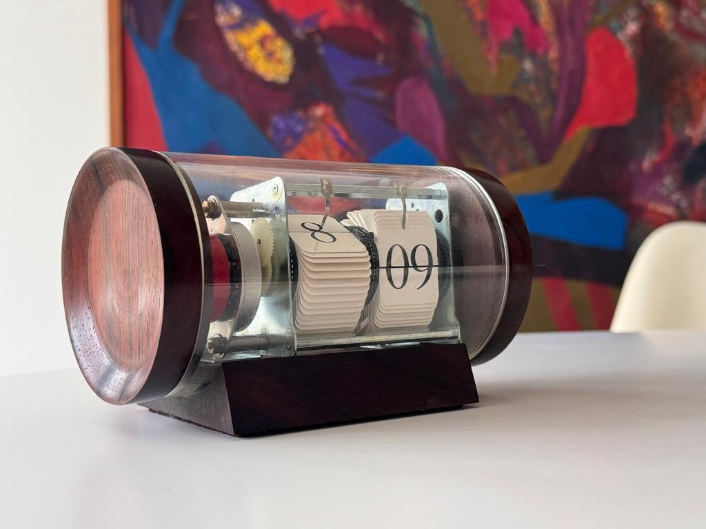 Mid-Century Modern Mid Century Modernist Arthur Umanoff Howard Miller Rosewood Cylinder Flip Clock