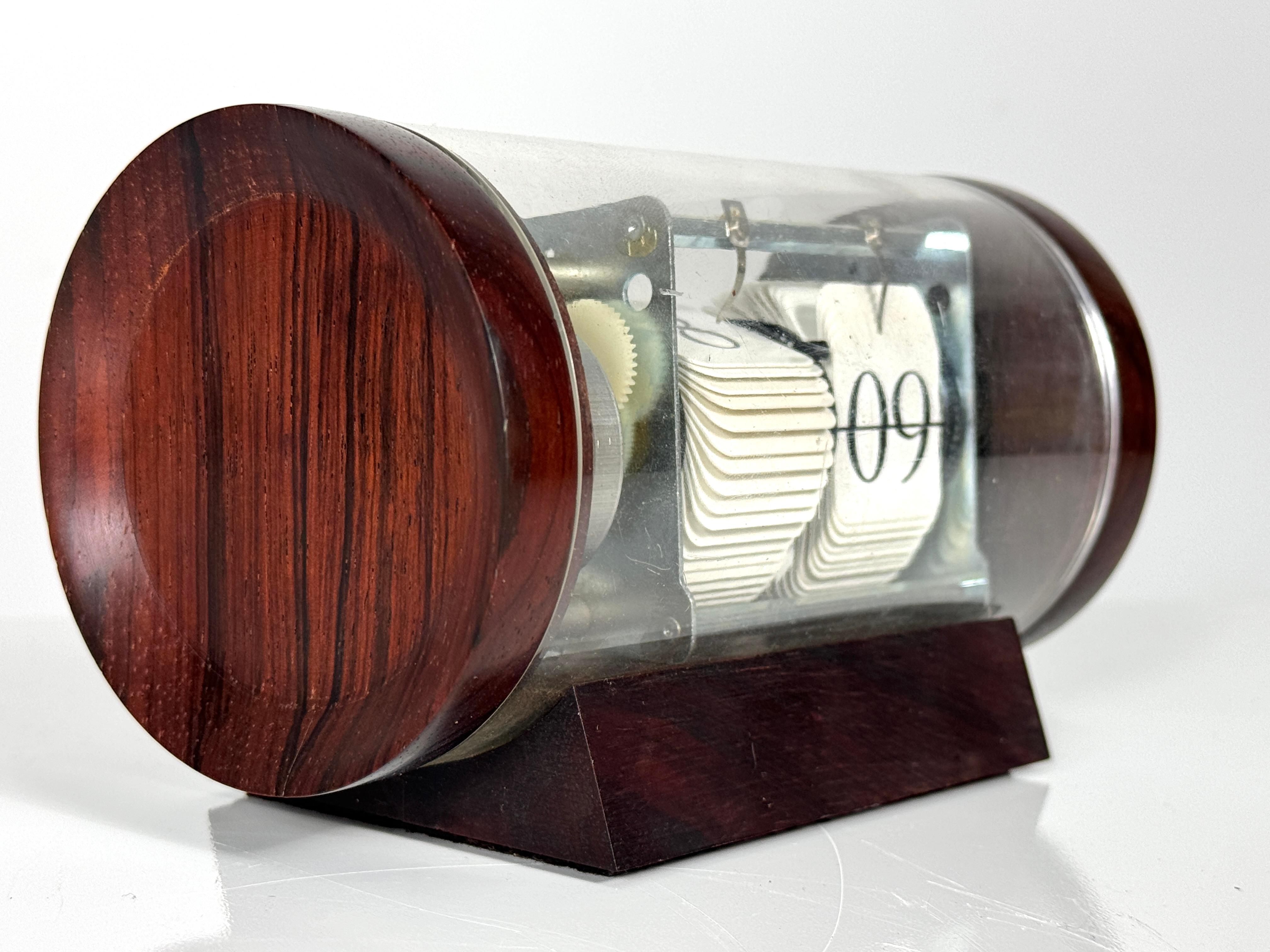 Mid-20th Century Mid Century Modernist Arthur Umanoff Howard Miller Rosewood Cylinder Flip Clock