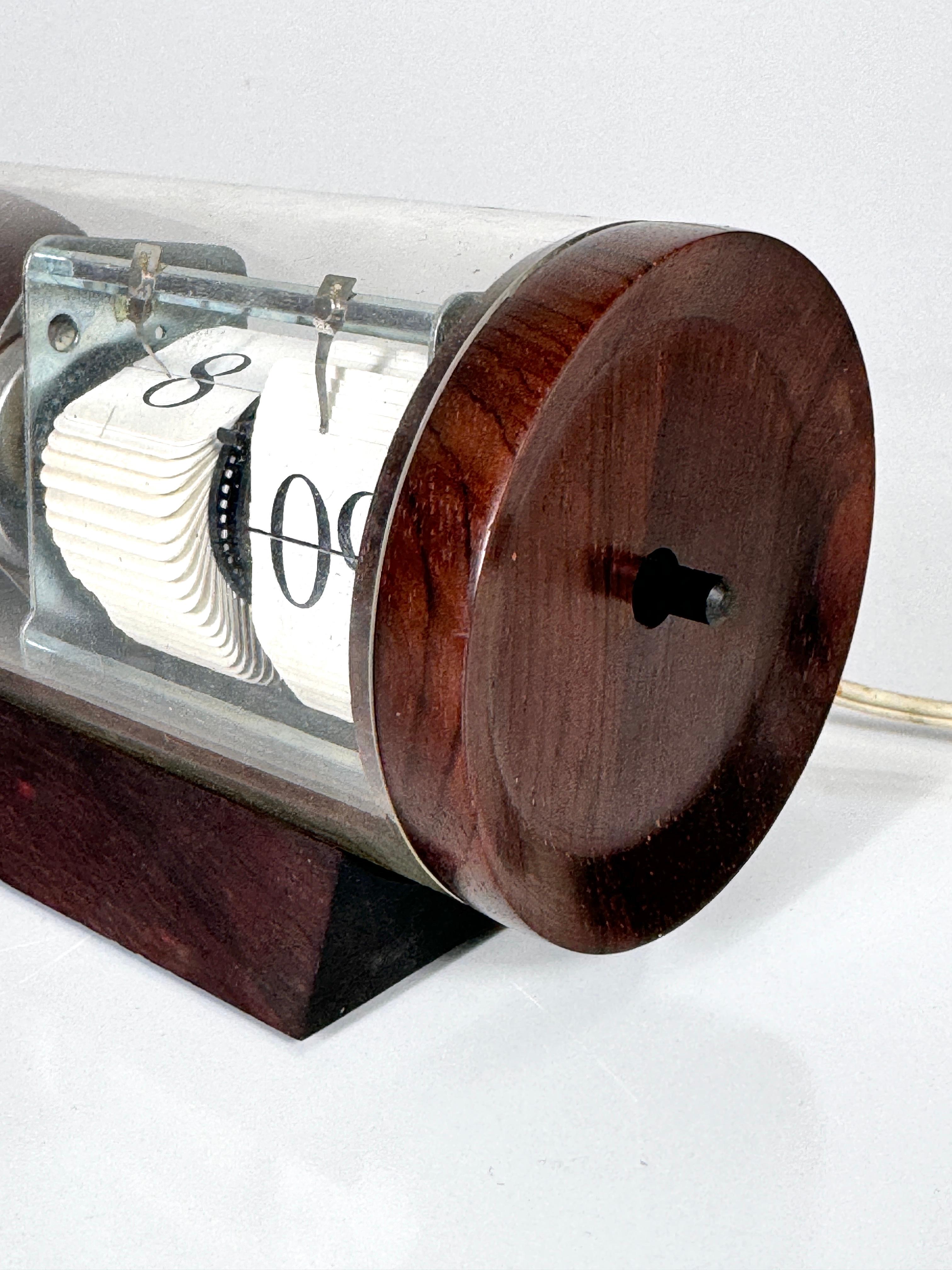 Acrylic Mid Century Modernist Arthur Umanoff Howard Miller Rosewood Cylinder Flip Clock