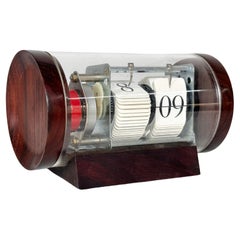 Vintage Mid Century Modernist Arthur Umanoff Howard Miller Rosewood Cylinder Flip Clock