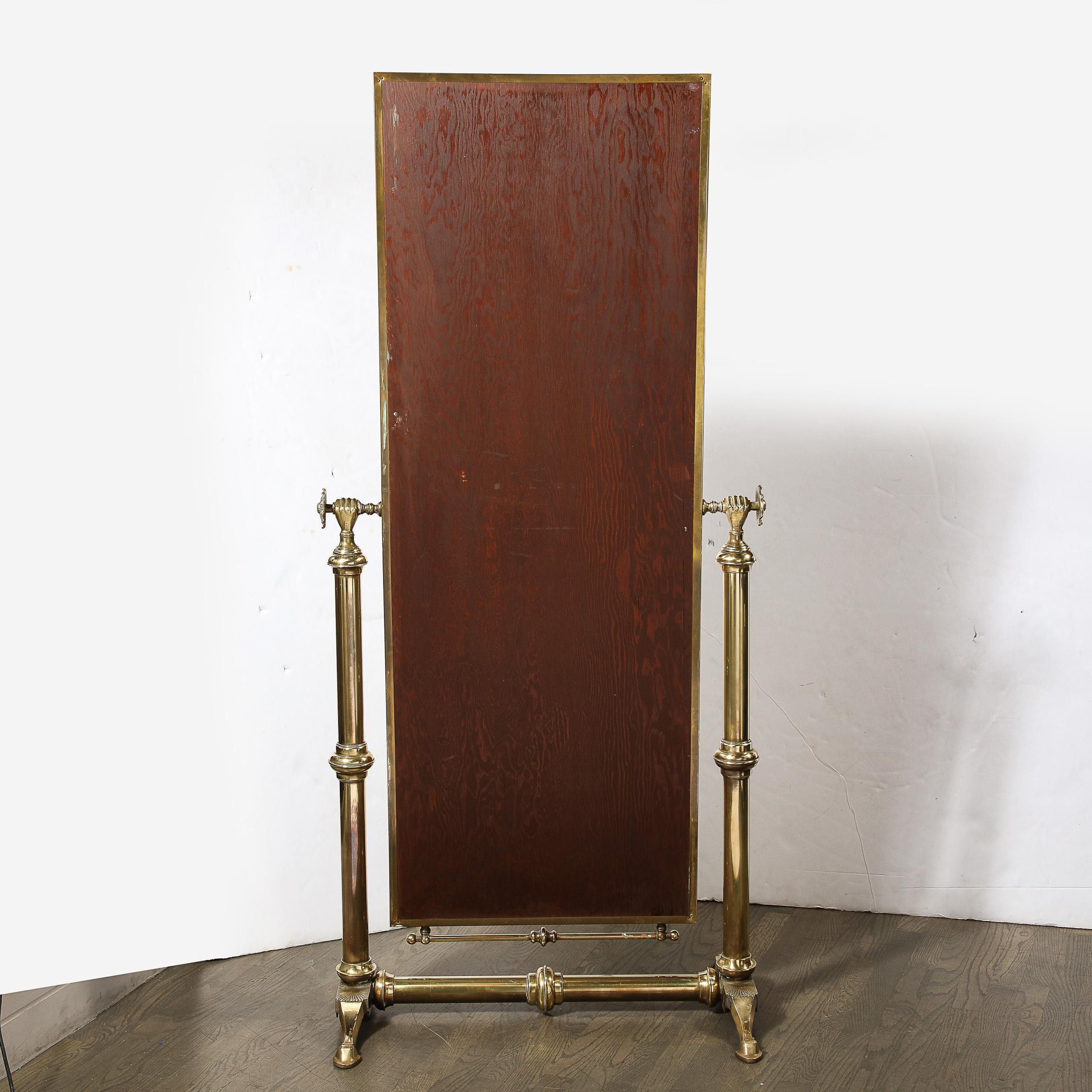 Mid-Century Modernist Articulating Brass Full Length Cheval Mirror For Sale 4