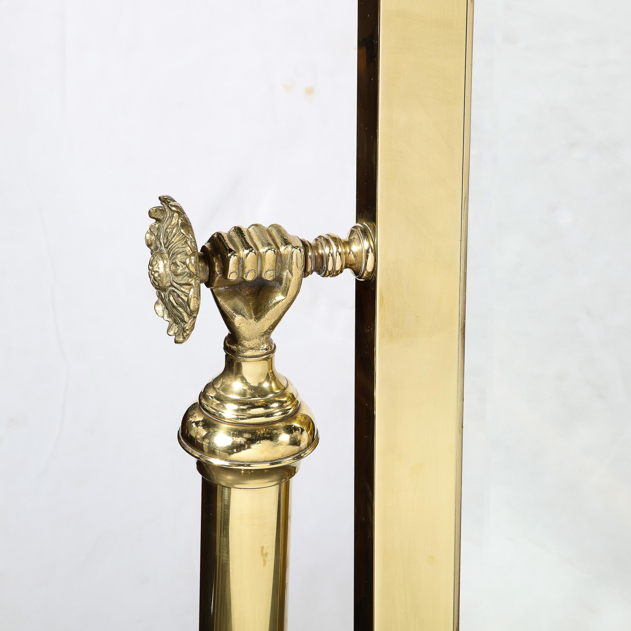 Mid-20th Century Mid-Century Modernist Articulating Brass Full Length Cheval Mirror For Sale