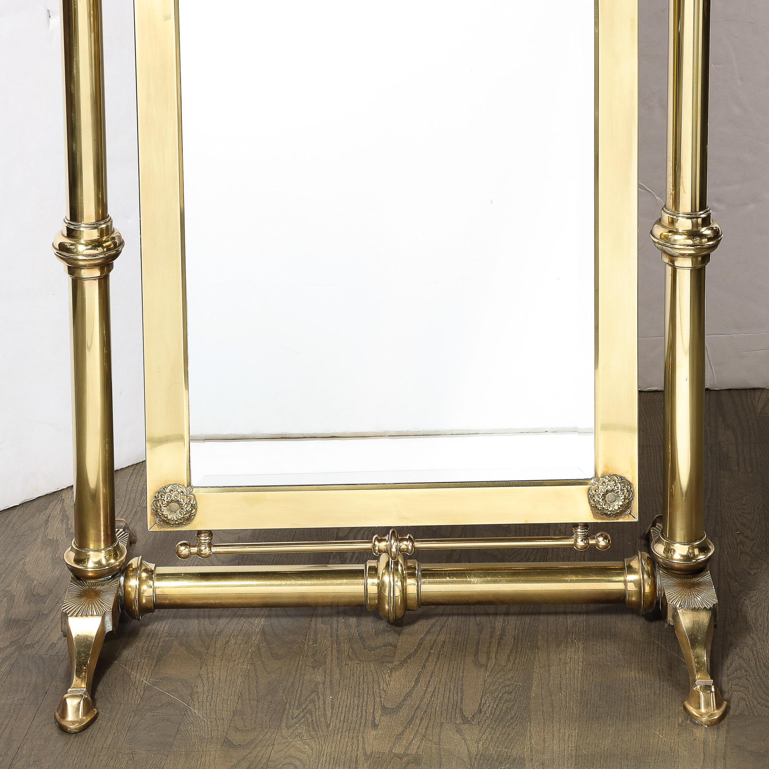 Mid-Century Modernist Articulating Brass Full Length Cheval Mirror For Sale 1