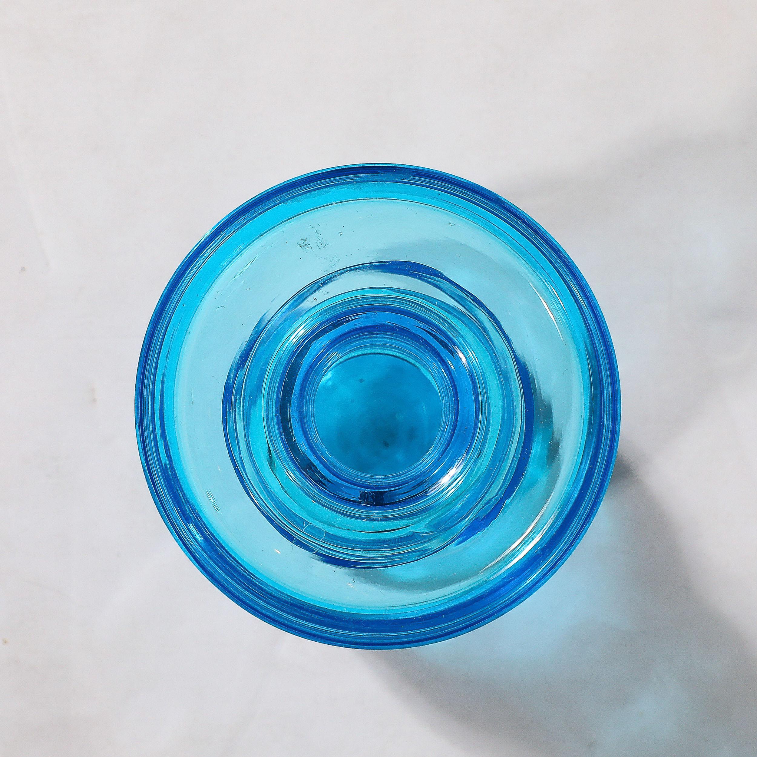 Mid-Century Modernist Balustrade Form Hand-Blown Blue Glass Vase by Oiva Toikka For Sale 6