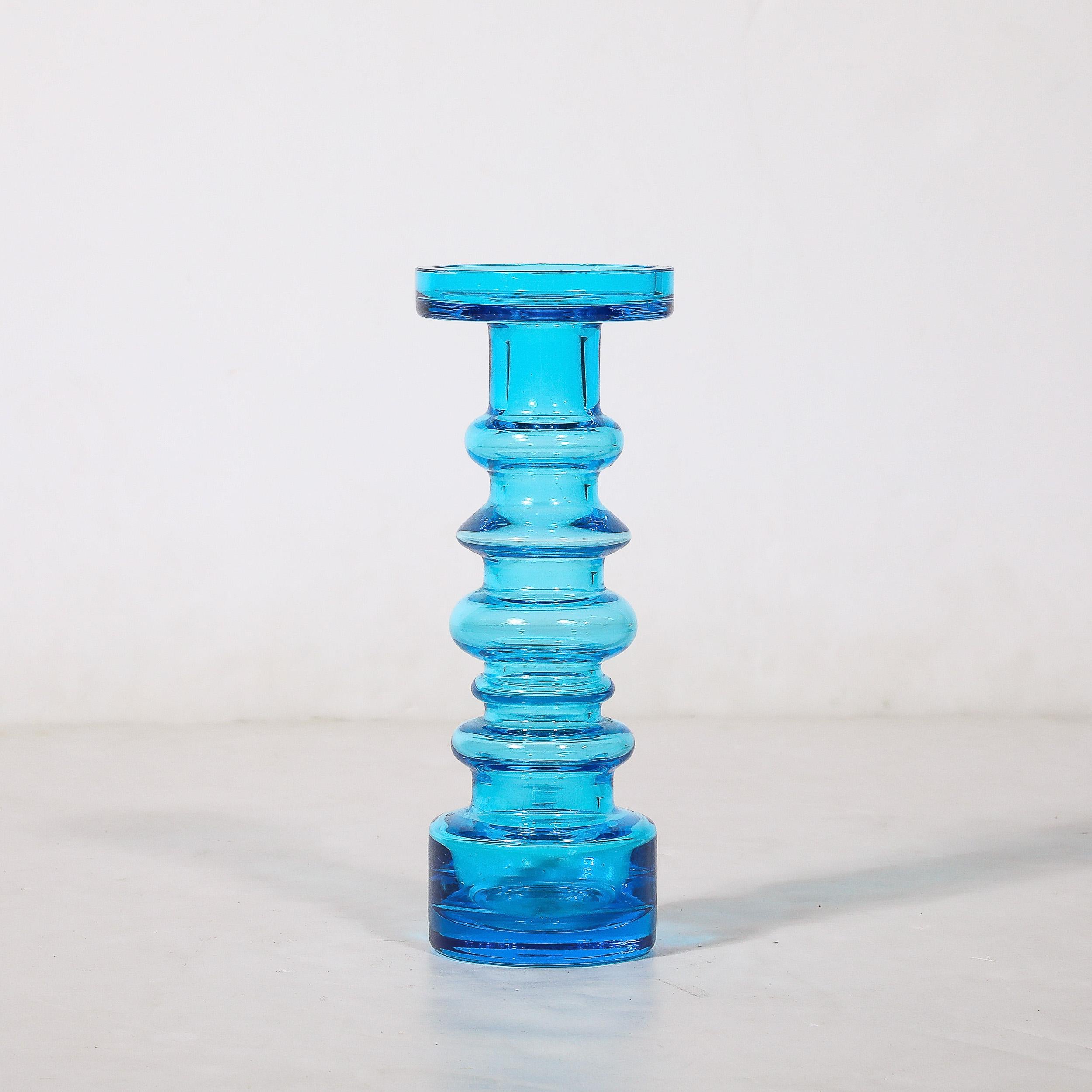Mid-Century Modernist Balustrade Form Hand-Blown Blue Glass Vase by Oiva Toikka For Sale 2