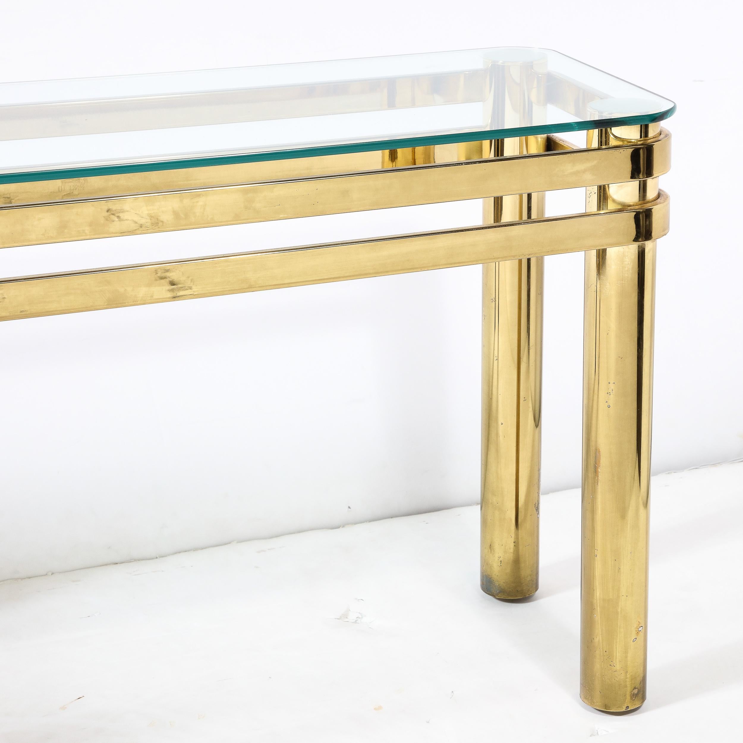 Mid-Century Modern Table console moderniste du milieu du siècle dernier, avec supports à colonnes  en vente