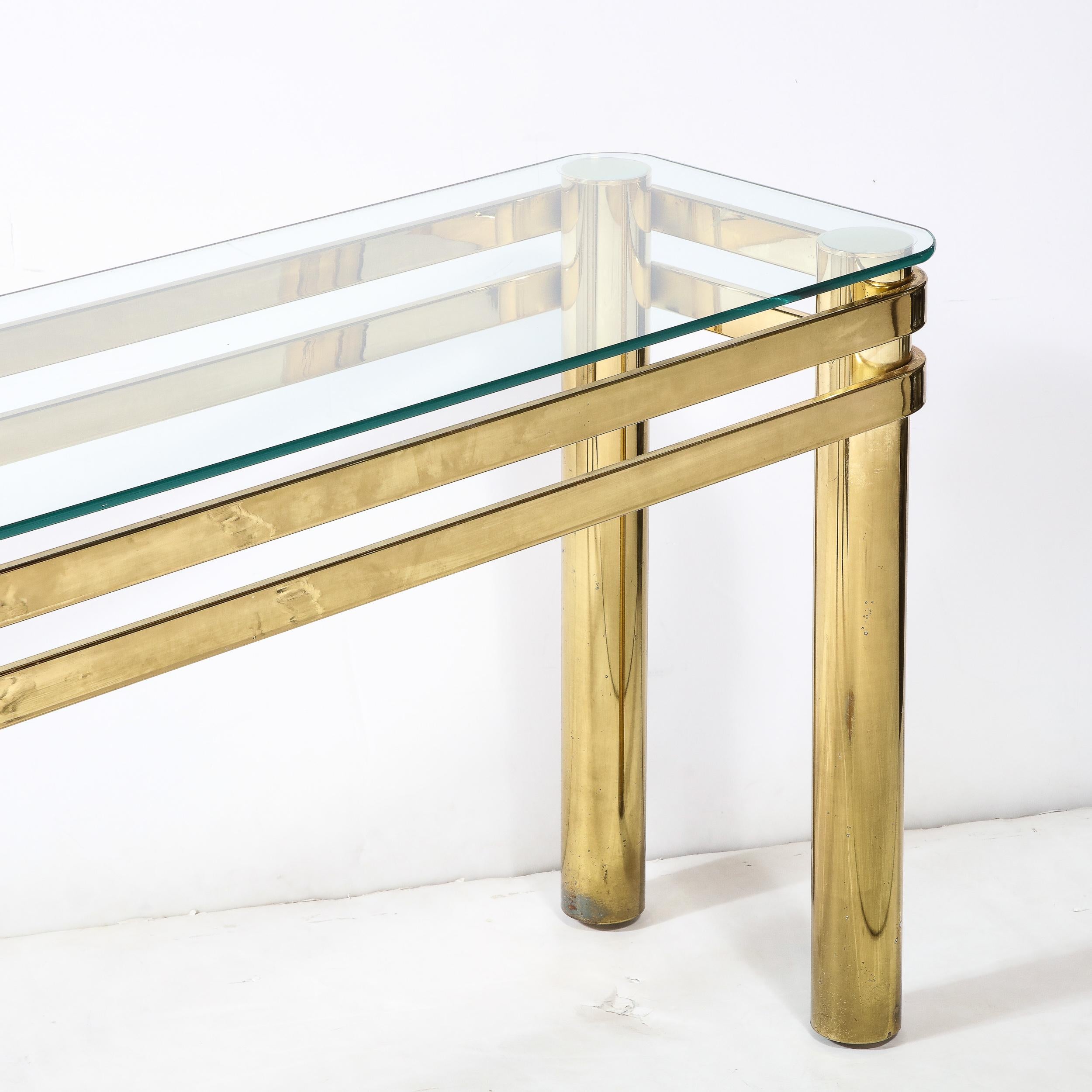 Fin du 20e siècle Table console moderniste du milieu du siècle dernier, avec supports à colonnes  en vente