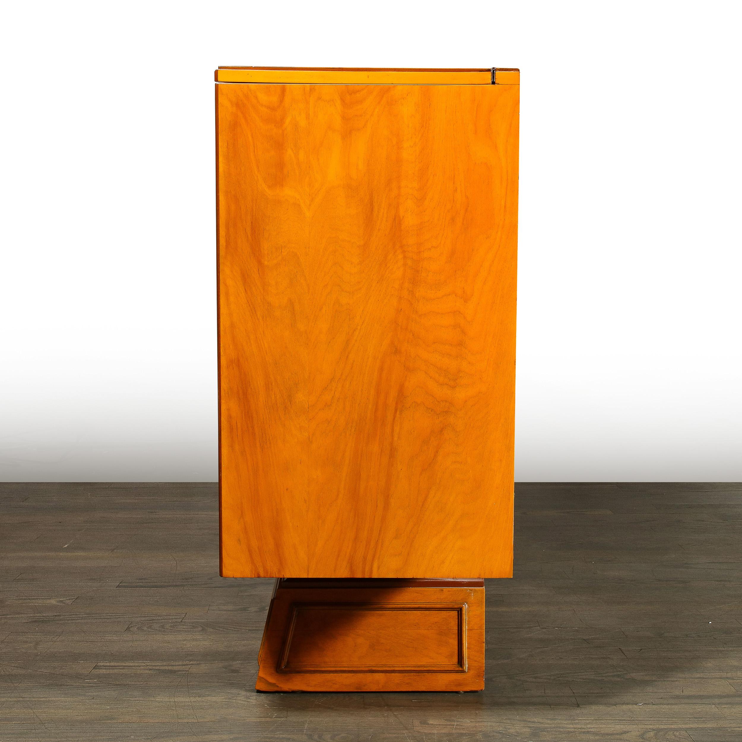 Mid-Century Modernist Bar Cabinet in Book-Matched Walnut with Inset Glass Pulls For Sale 15