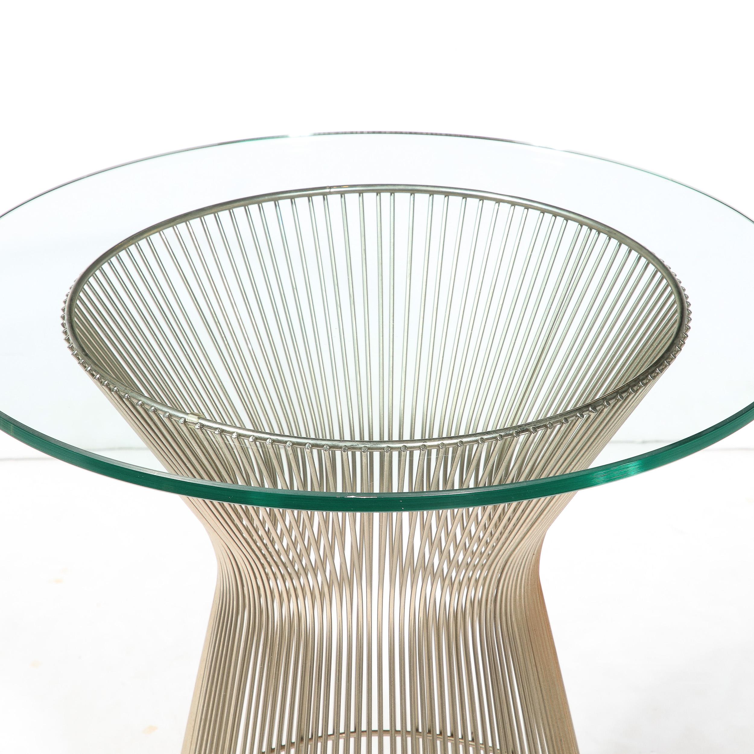 Mid-Century Modernist Bent & Polished Nickel Side Table by Warren Platner For Sale 4