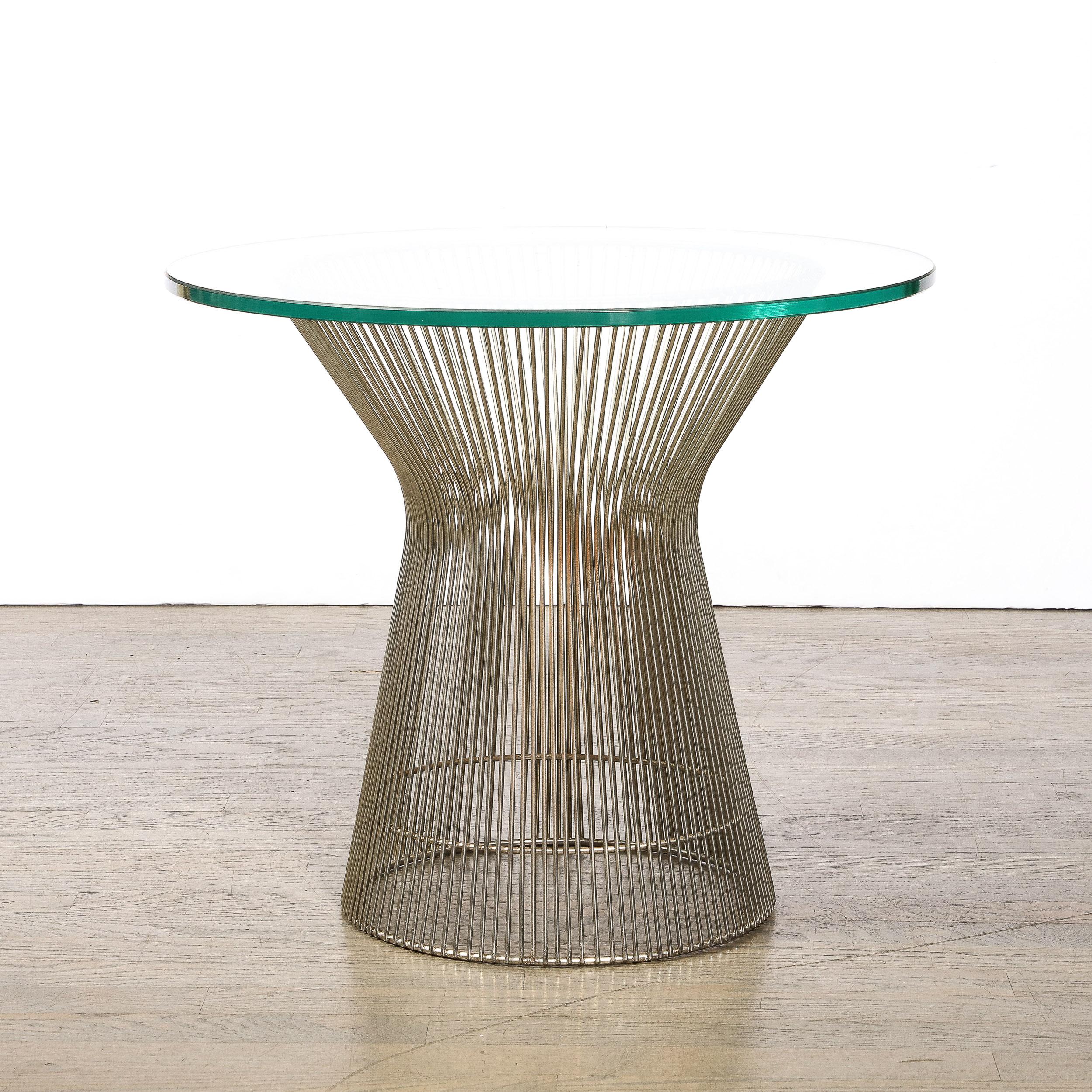 American Mid-Century Modernist Bent & Polished Nickel Side Table by Warren Platner