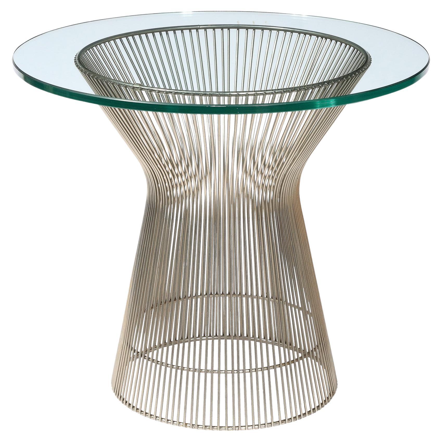 Mid-Century Modernist Bent & Polished Nickel Side Table by Warren Platner For Sale