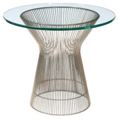 Mid-Century Modernist Bent & Polished Nickel Side Table by Warren Platner